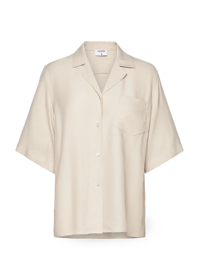 Filippa K - Draped Twill Shirt - kurzärmlige hemden - ivory - 0