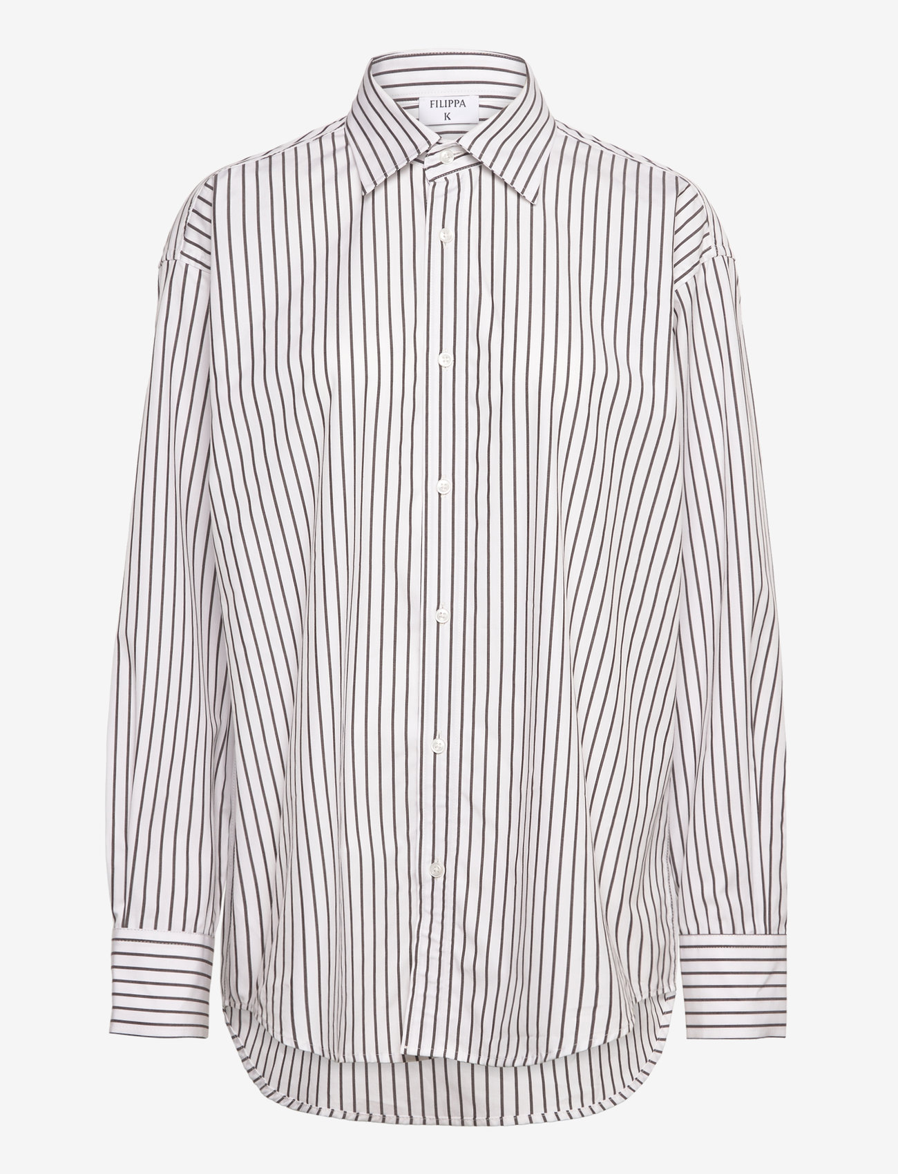 Filippa K - Classic Stripe Shirt - långärmade skjortor - coffee/whi - 0