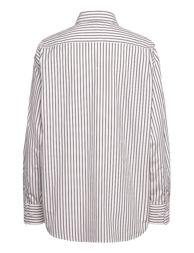 Filippa K - Classic Stripe Shirt - långärmade skjortor - coffee/whi - 1