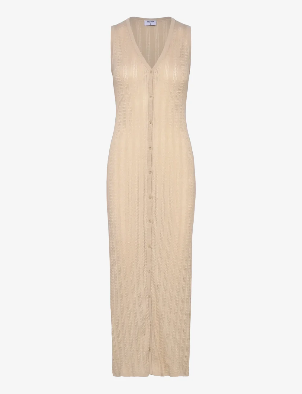 Filippa K - Buttoned Lace Knit Dress - sommarklänningar - light beig - 0