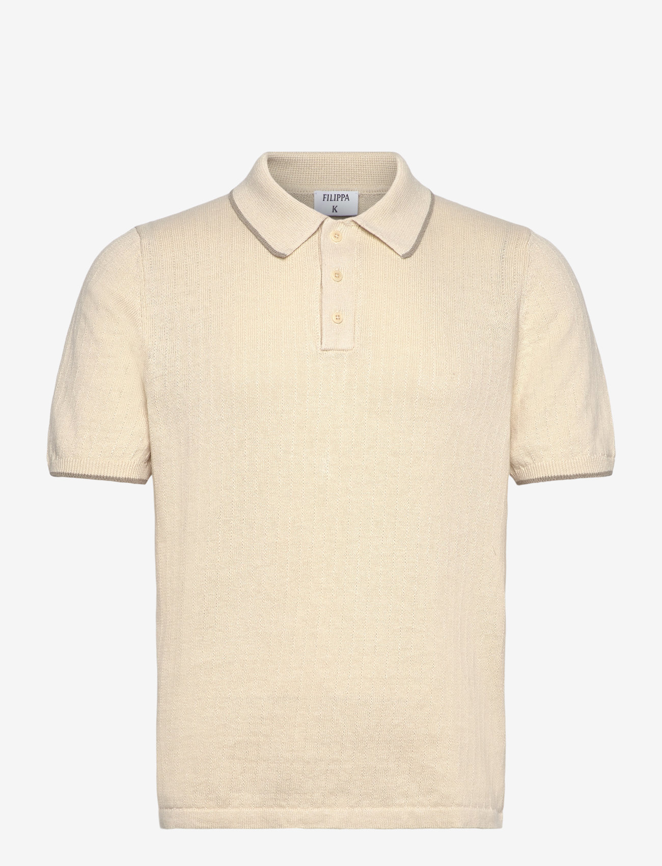 Filippa K - Linen Cotton Knit Polo - neulotut poolot - cream whit - 0
