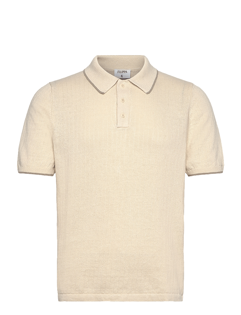 Filippa K - Linen Cotton Knit Polo - neulotut poolot - cream whit - 0