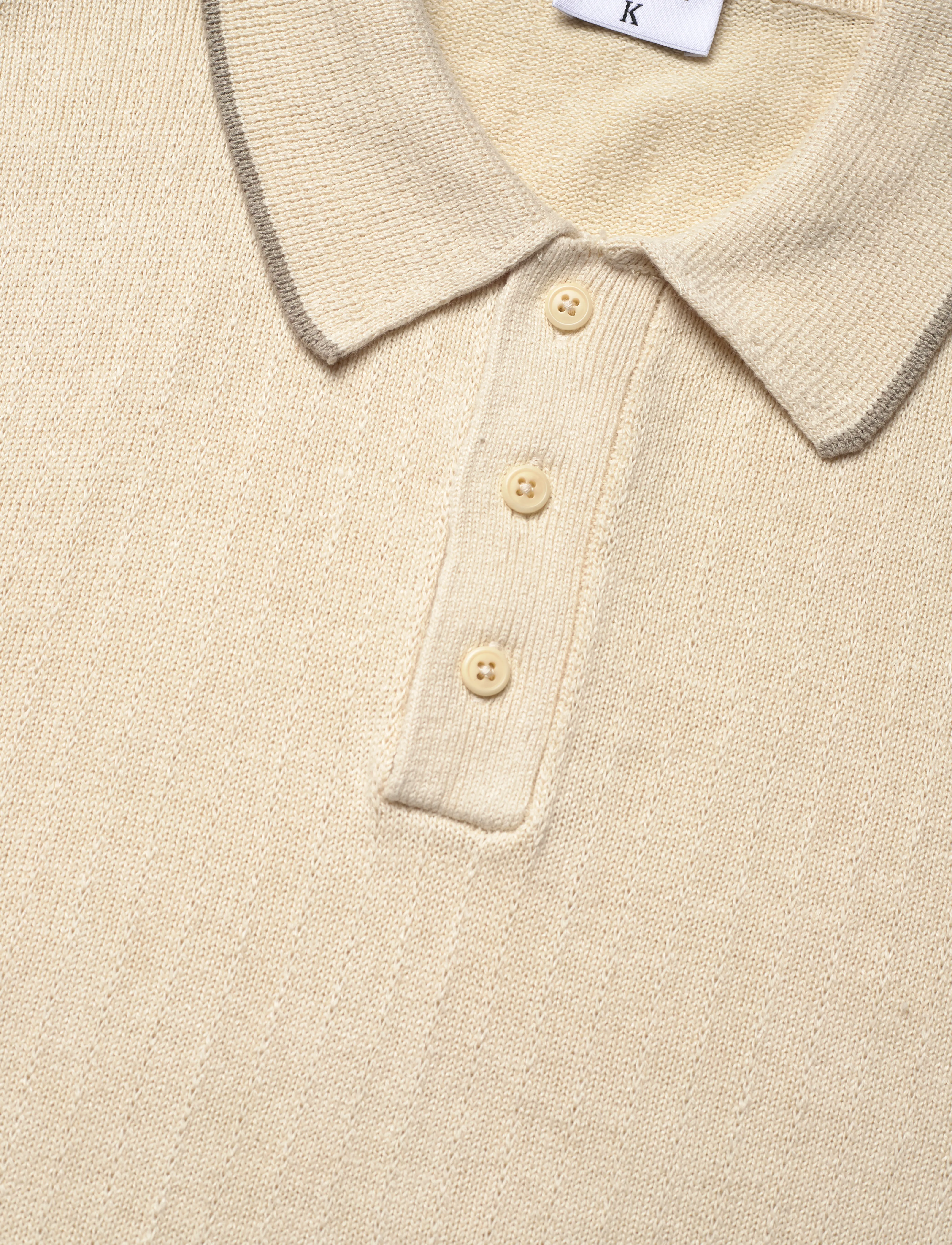 Filippa K - Linen Cotton Knit Polo - cream whit - 2