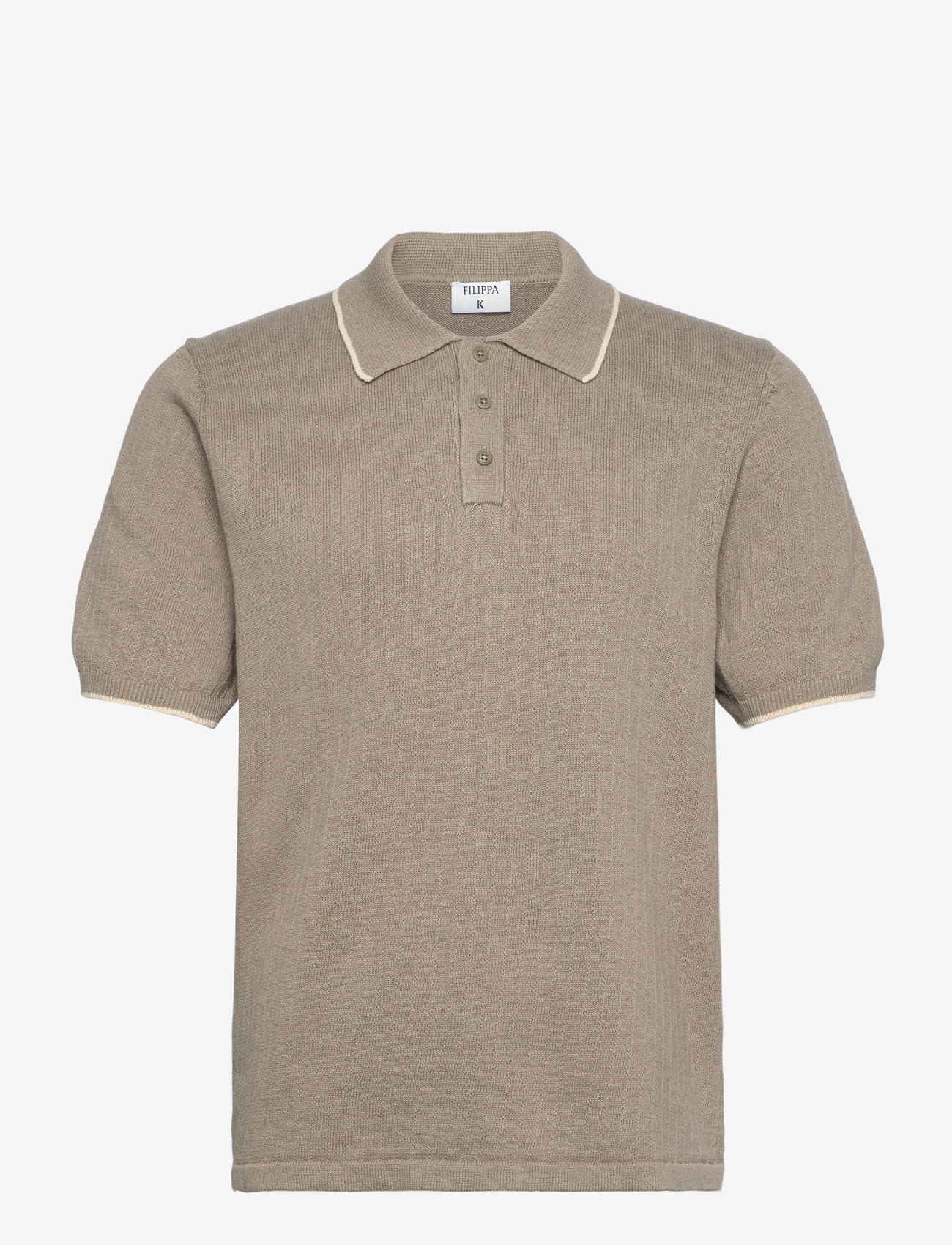 Filippa K - Linen Cotton Knit Polo - dzianinowe bluzki polo - moss grey - 0