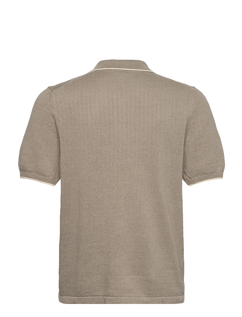 Filippa K - Linen Cotton Knit Polo - dzianinowe bluzki polo - moss grey - 1