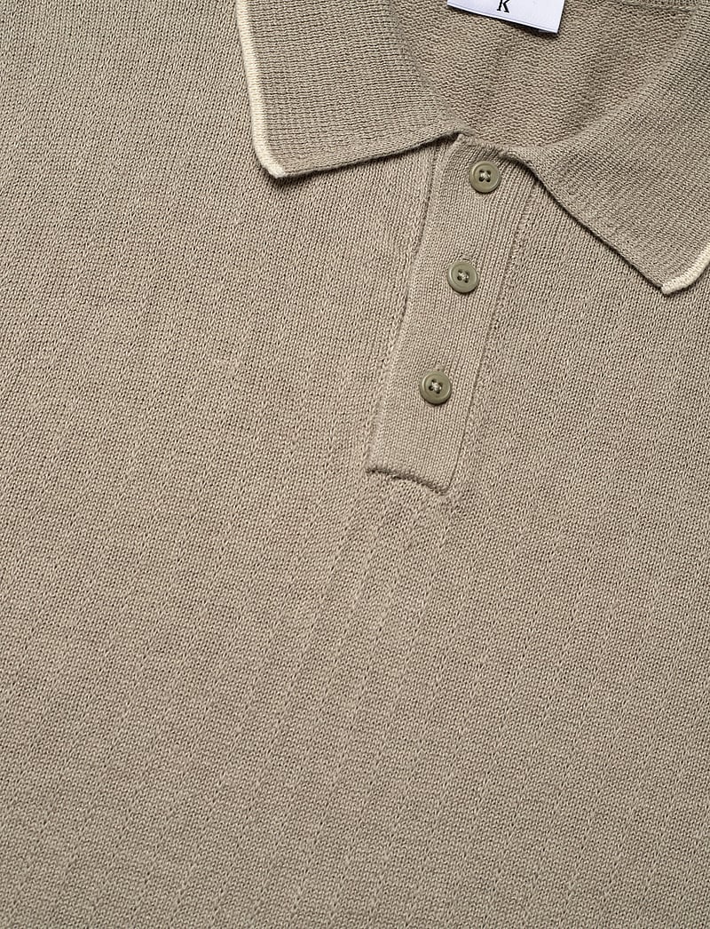 Filippa K - Linen Cotton Knit Polo - dzianinowe bluzki polo - moss grey - 2
