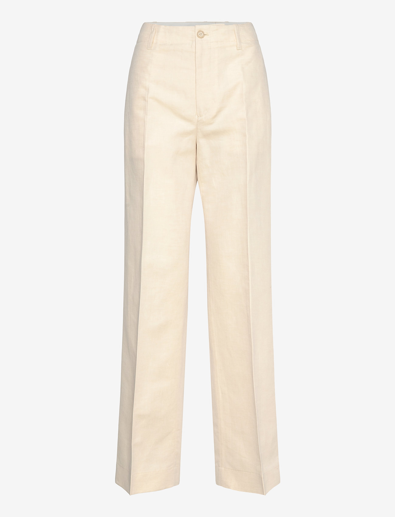 Filippa K - Relaxed Straight Cotton Linen - linnebyxor - cream whit - 0