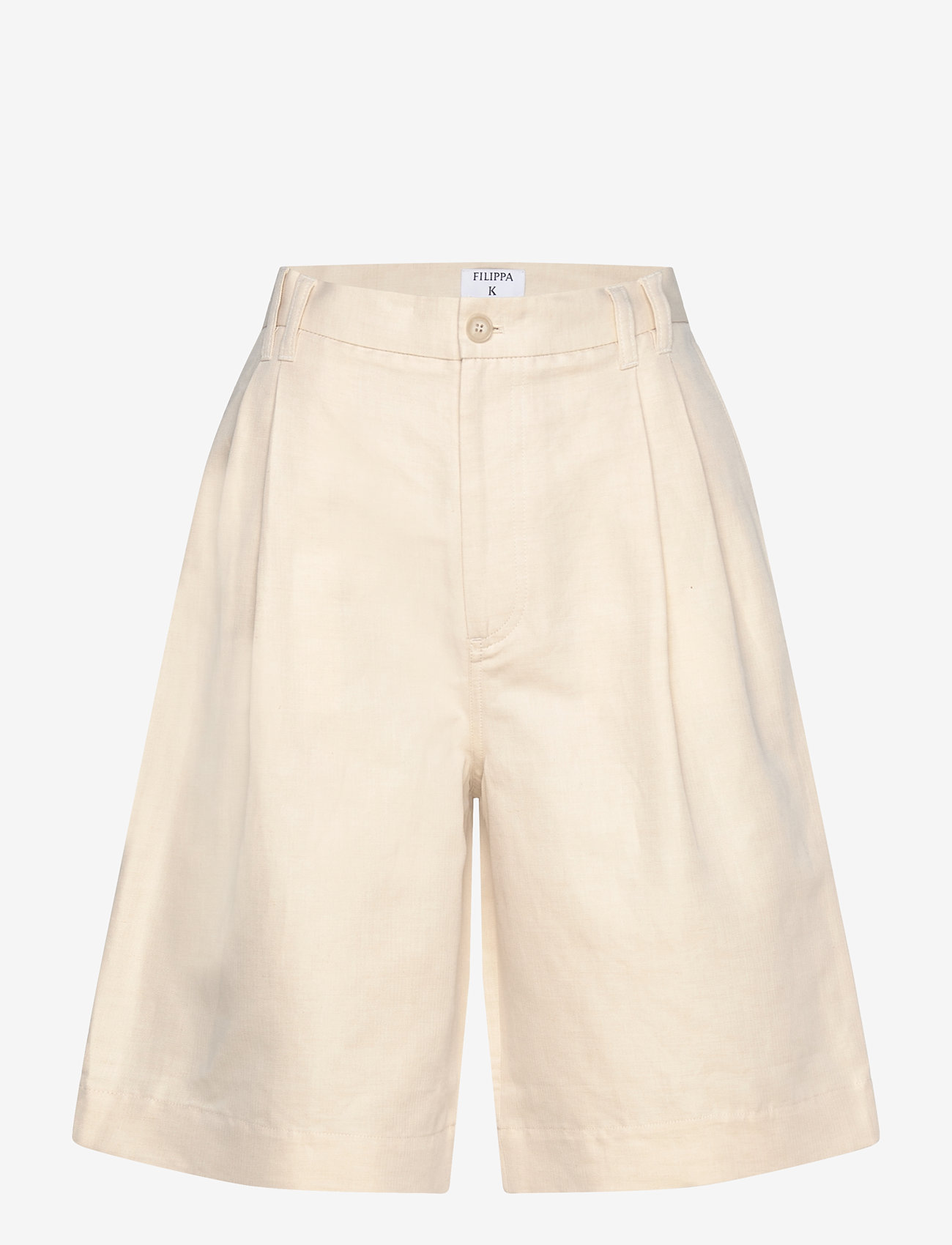 Filippa K - Relaxed Pleated Cotton Linen S - leinen-shorts - cream whit - 0