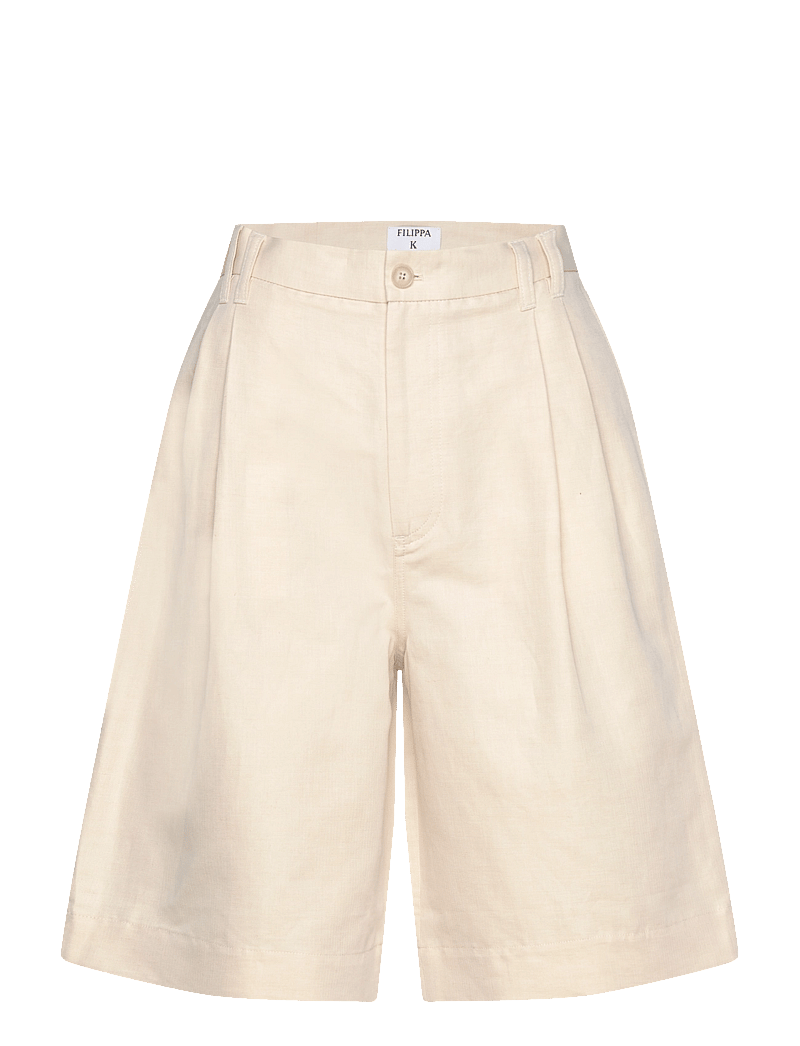 Filippa K - Relaxed Pleated Cotton Linen S - leinen-shorts - cream whit - 0
