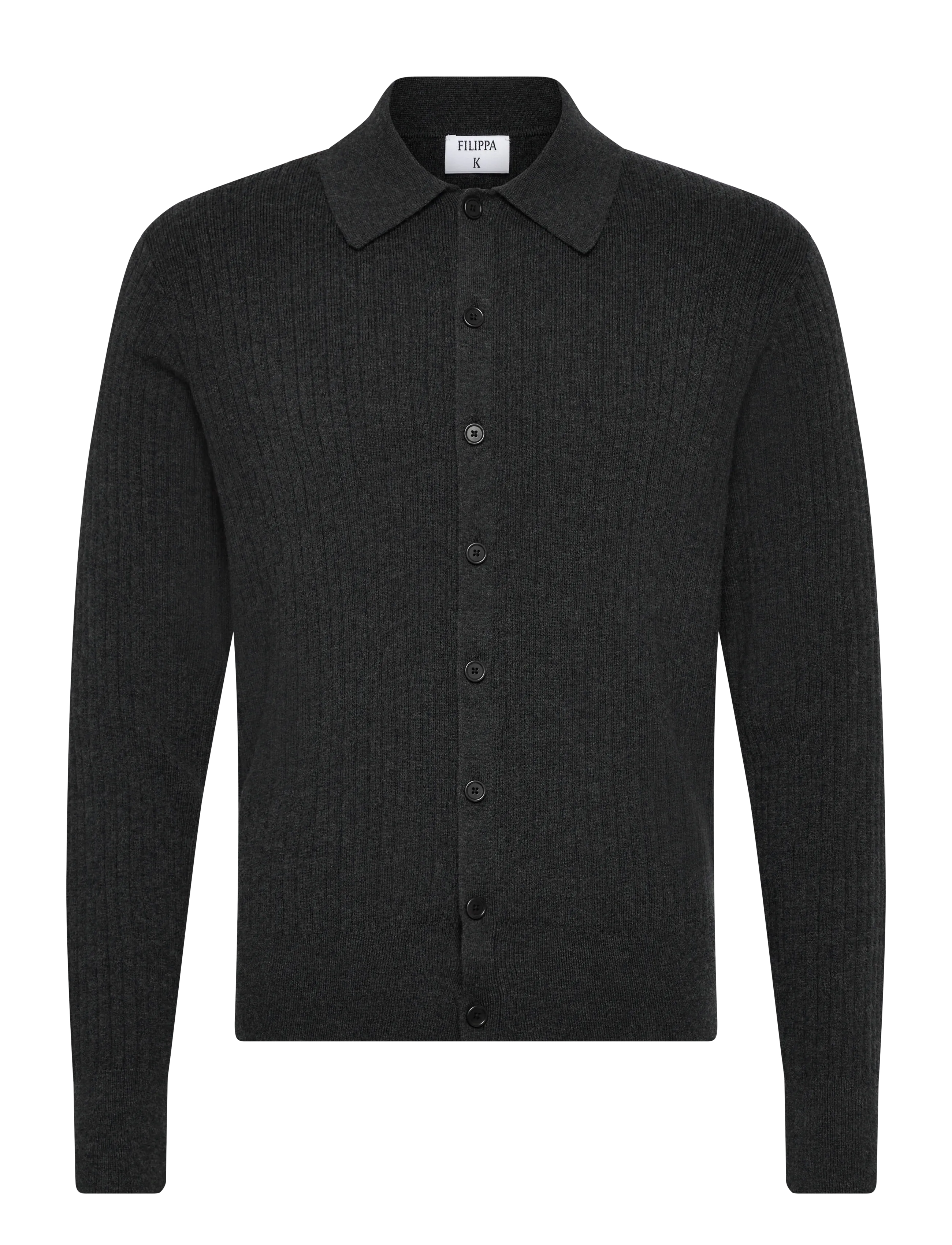 Filippa K Cotton Merino Knit Shirt - Filippa K - ANTHRACITE MELANGE / grey