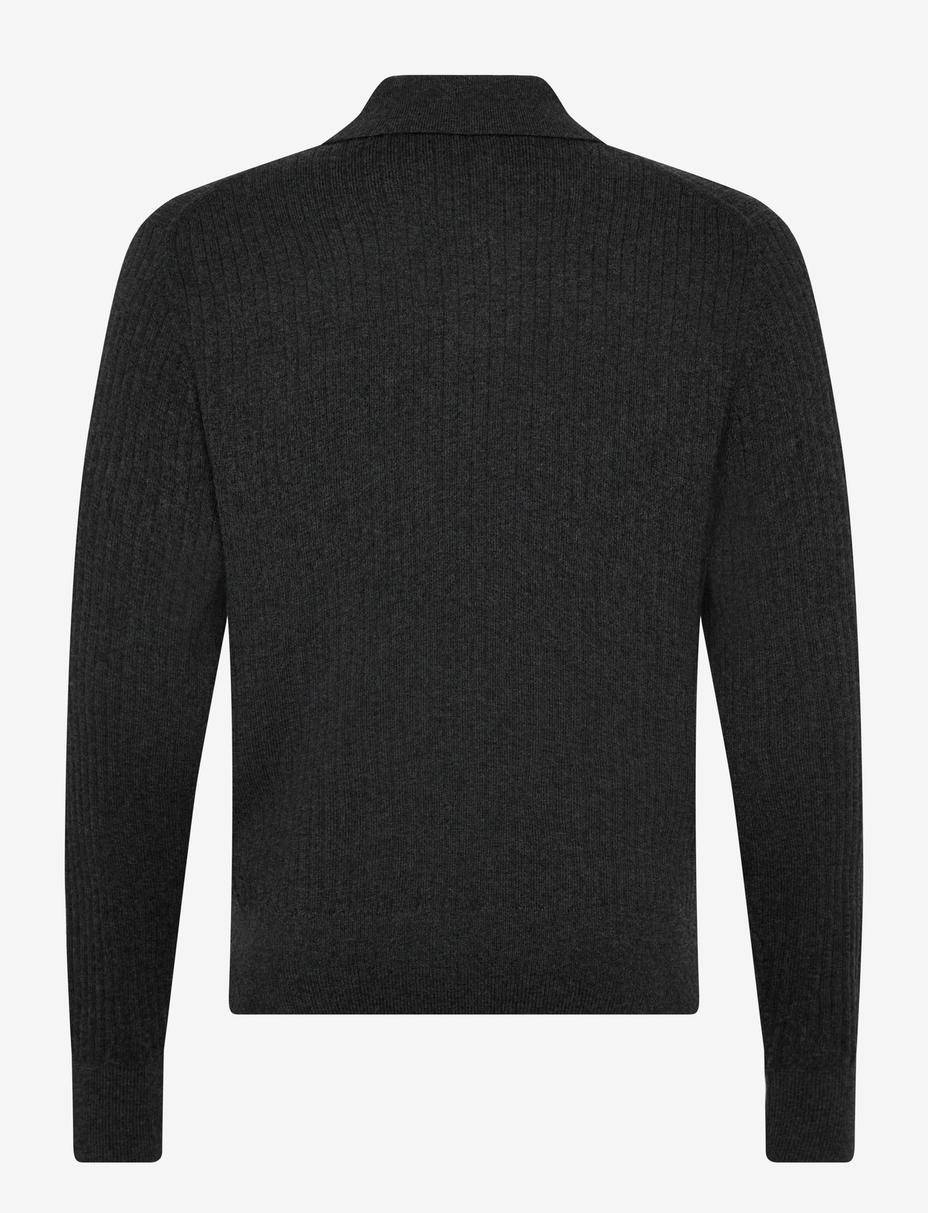 Filippa K - Cotton Merino Knit Shirt - stickade pikéer - anthracite melange - 1