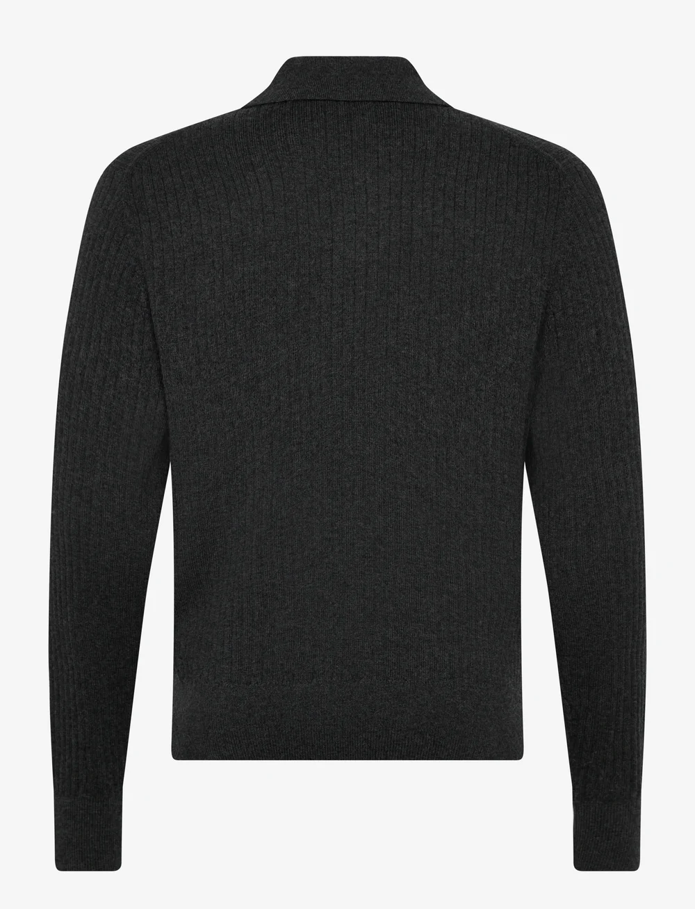 Filippa K - Cotton Merino Knit Shirt - stickade pikéer - anthracite melange - 1