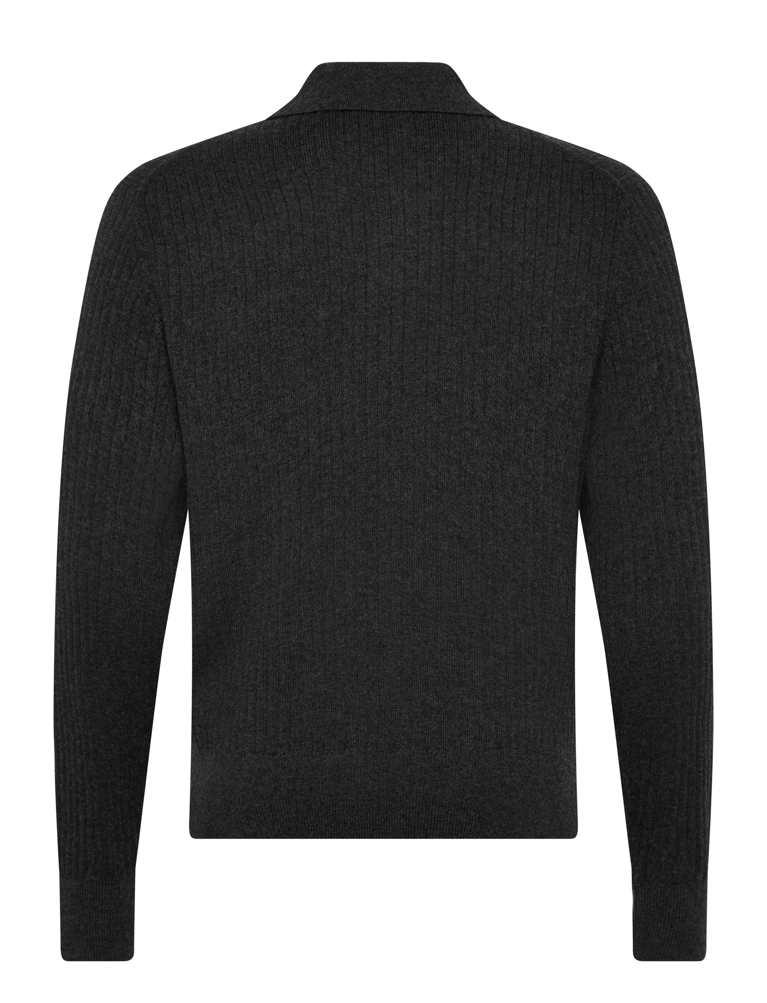Filippa K - Cotton Merino Knit Shirt - poloer i strik med lange ærmer - anthracite melange - 1