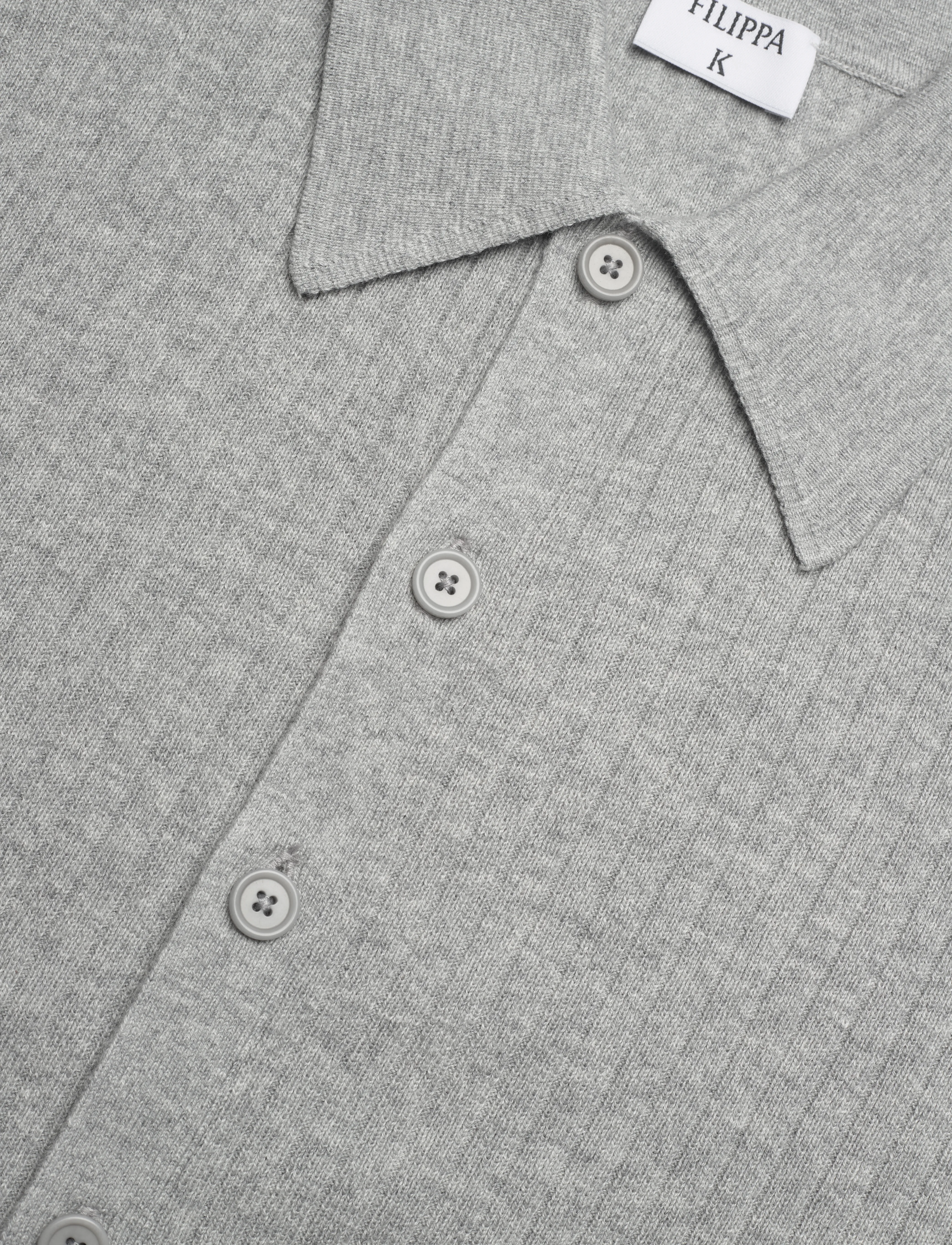 Filippa K - Cotton Merino Knit Shirt - gestrickte polohemden - light grey - 2