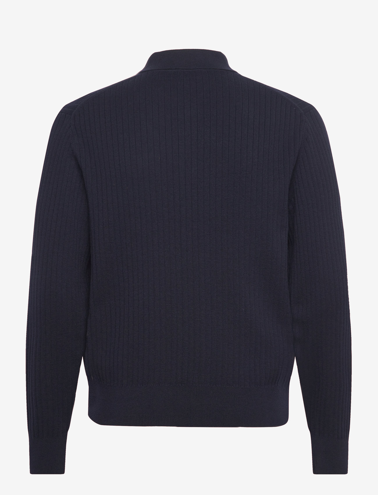 Filippa K - cotton merino knit shirt - stickade pikéer - navy - 1