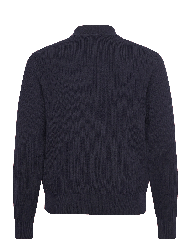 Filippa K - cotton merino knit shirt - stickade pikéer - navy - 1