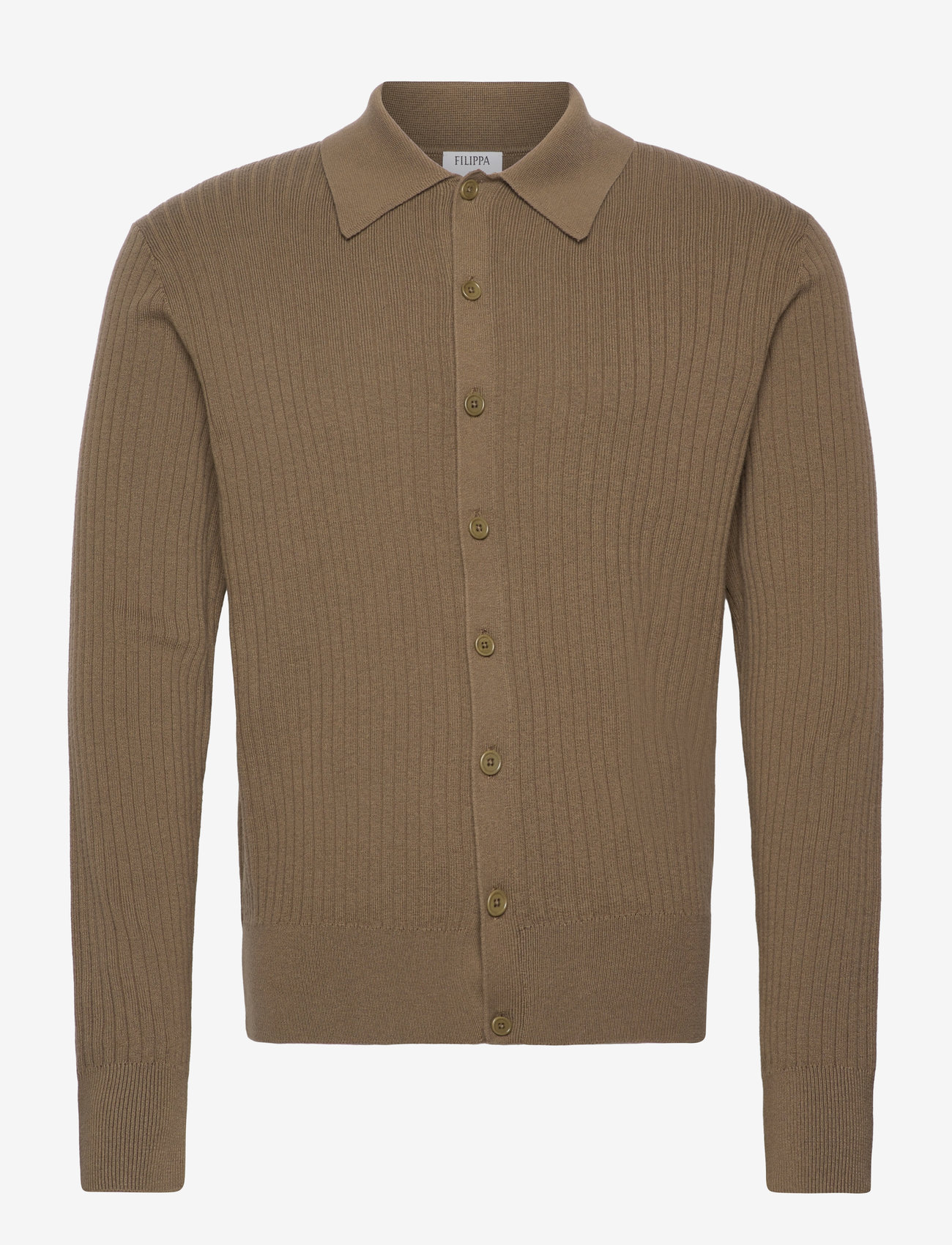 Filippa K - Cotton Merino Knit Shirt - knitted polos - olive gree - 0