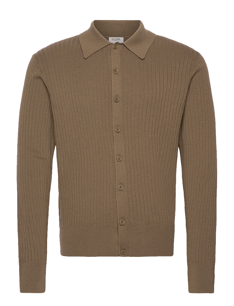 Filippa K - Cotton Merino Knit Shirt - knitted polos - olive gree - 0