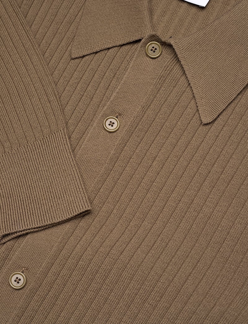 Filippa K - Cotton Merino Knit Shirt - knitted polos - olive gree - 2