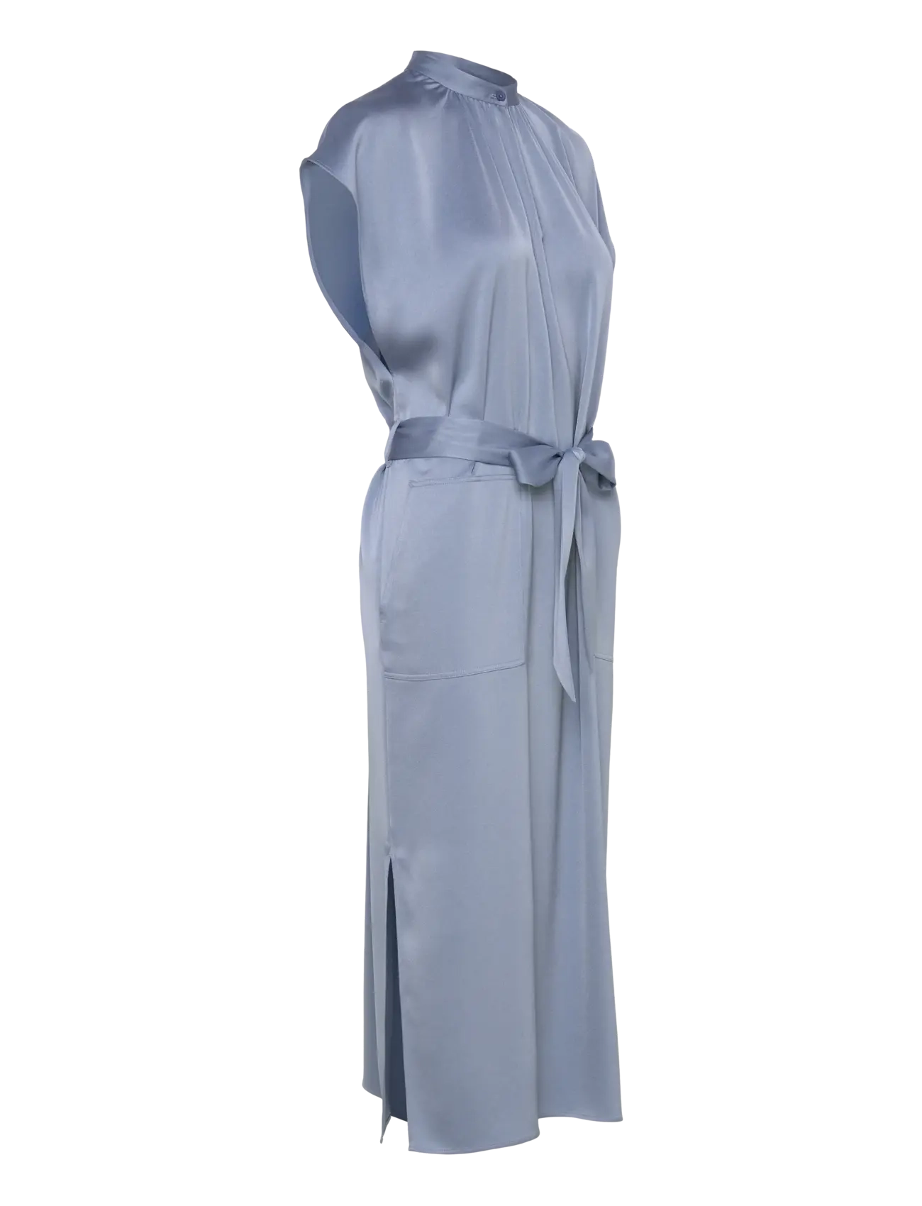 Filippa K - Belted Stand Collar Dress - air blue - 2
