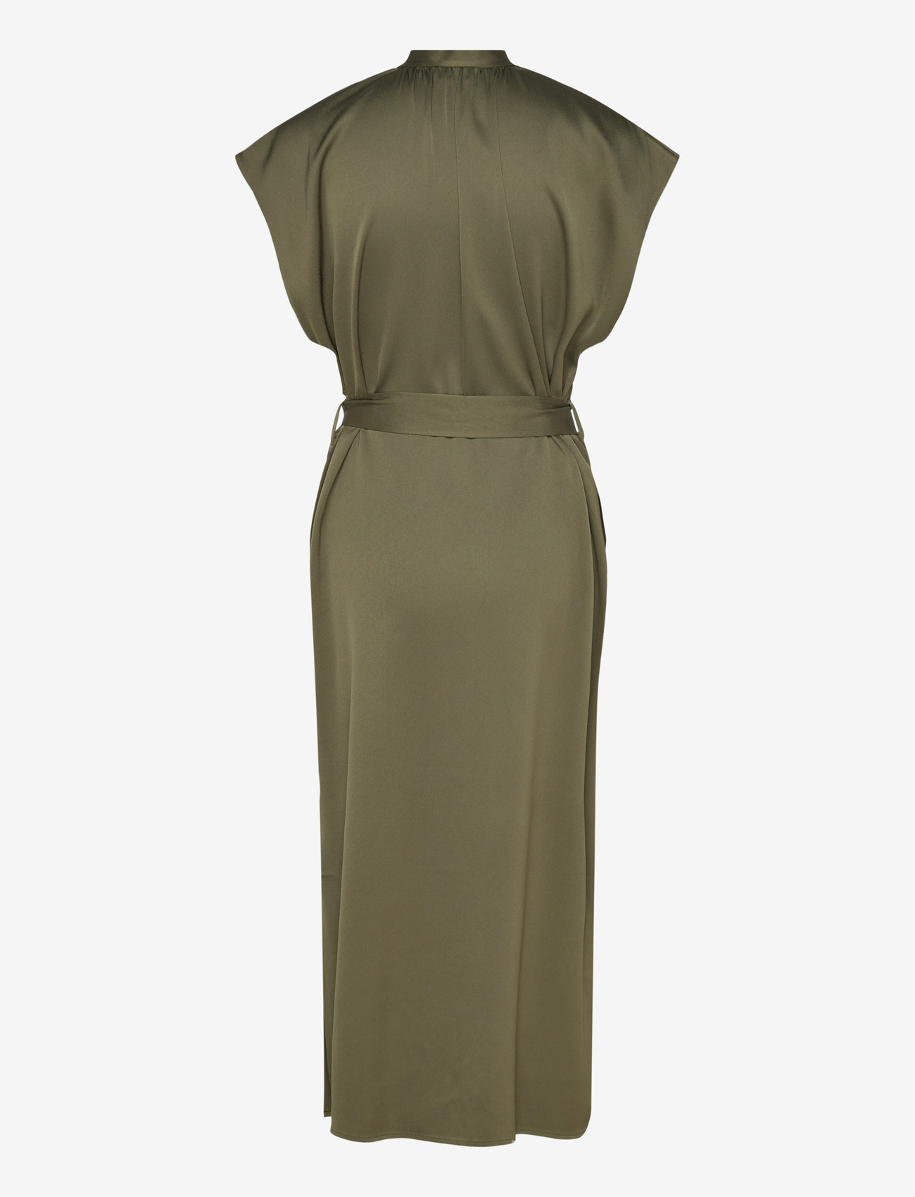 Filippa K - Belted Stand Collar Dress - kokteilikleidid - laurel green - 1