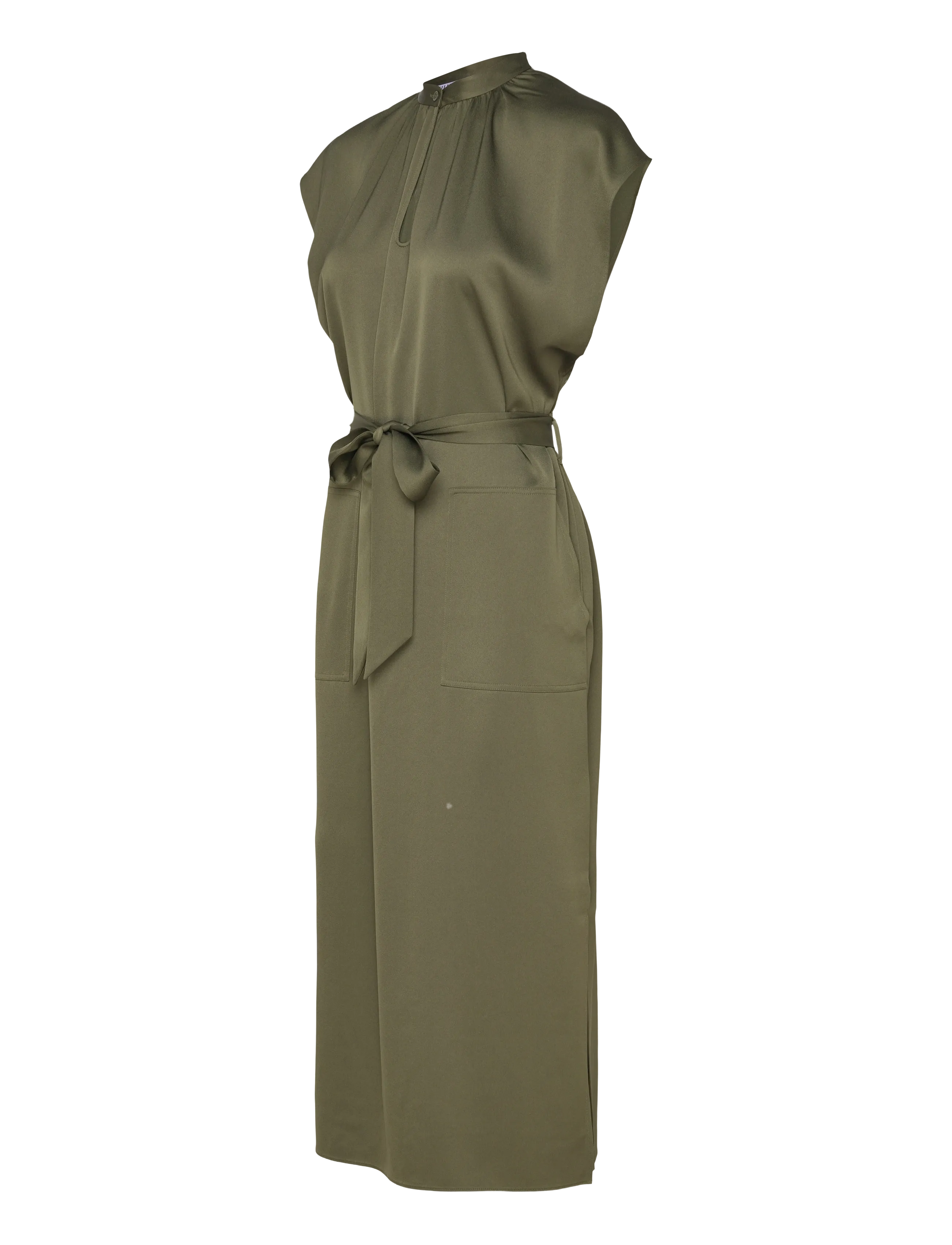 Filippa K - Belted Stand Collar Dress - kokteilikleidid - laurel green - 3