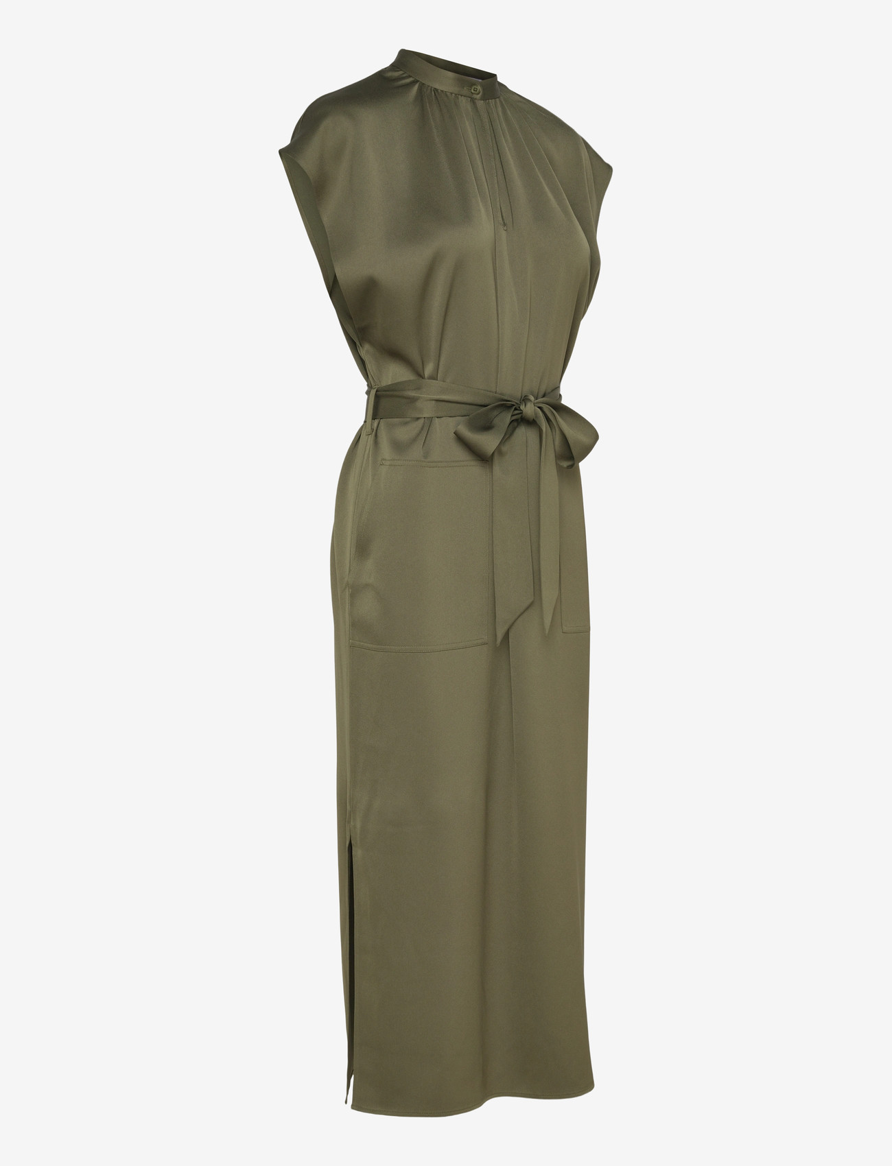 Filippa K - Belted Stand Collar Dress - kokteilikleidid - laurel green - 3