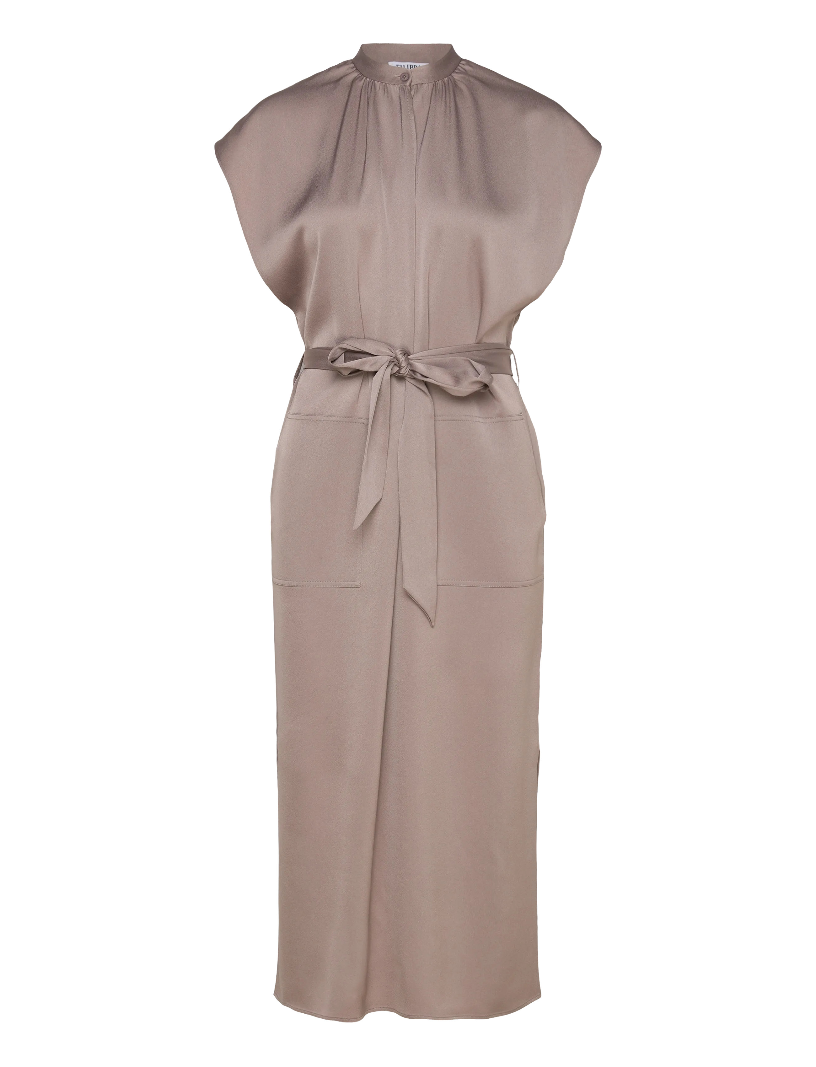 Filippa K Belted Stand Collar Dress - Kläder - TAUPE BEIGE / brown