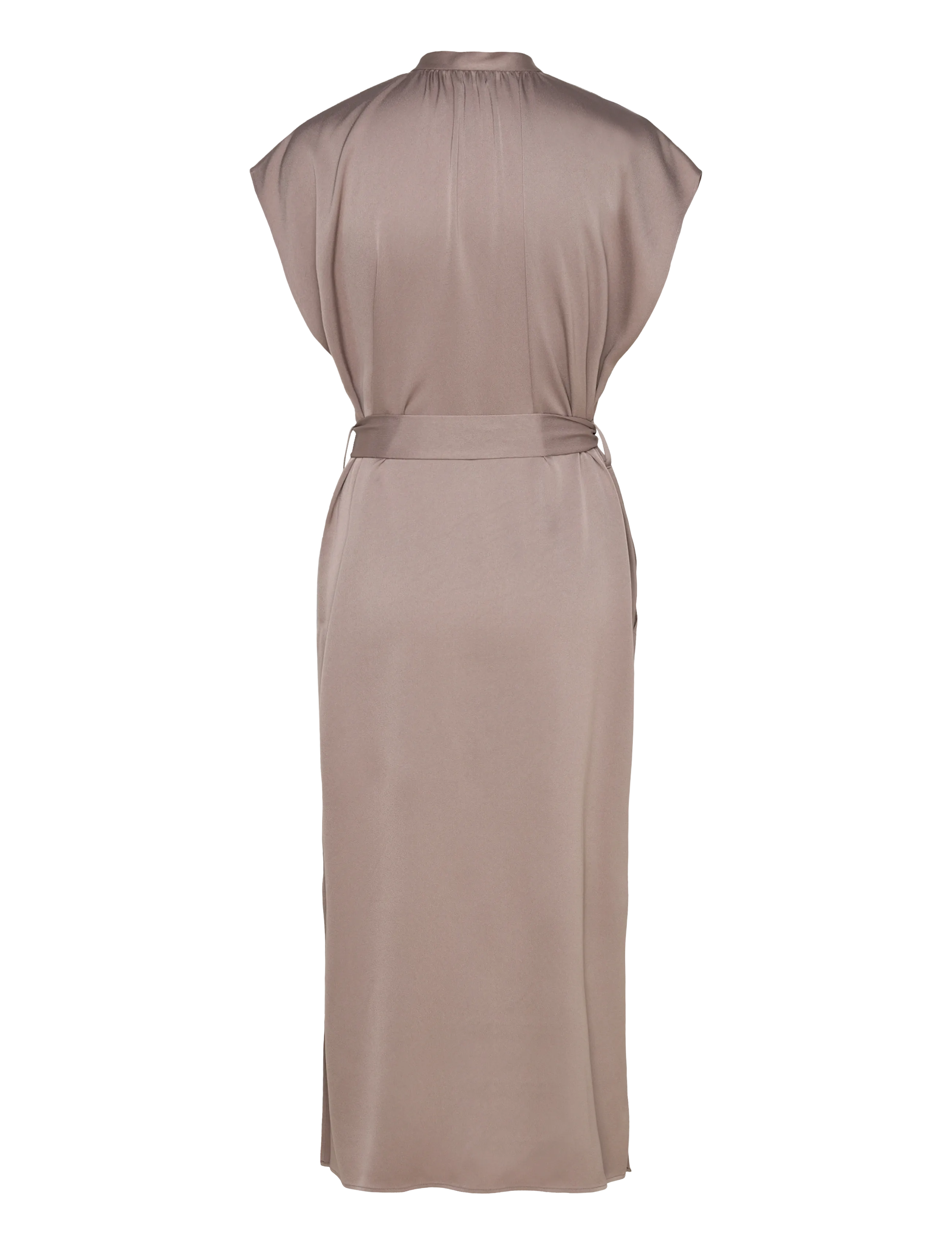 Filippa K - Belted Stand Collar Dress - cocktail dresses - taupe beige - 2