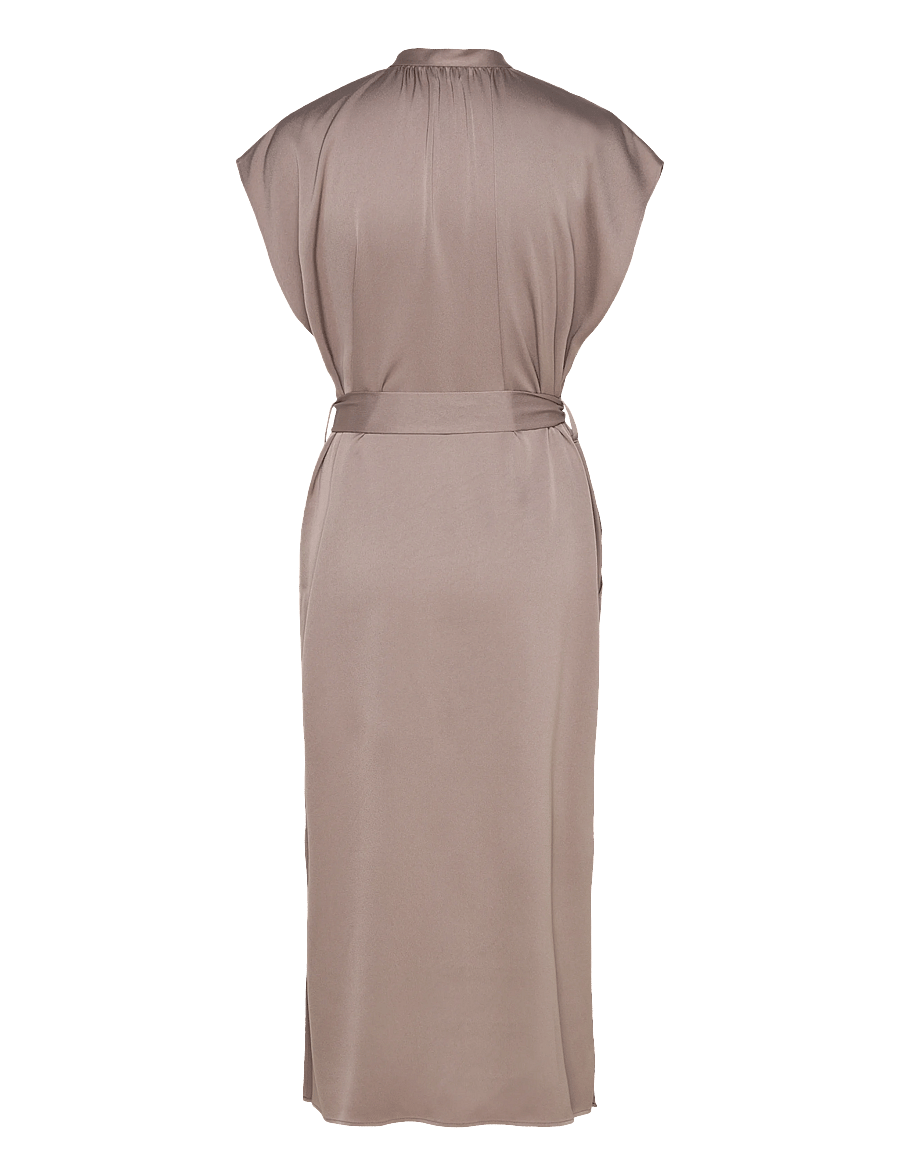 Filippa K - Belted Stand Collar Dress - cocktailklänningar - taupe beige - 2