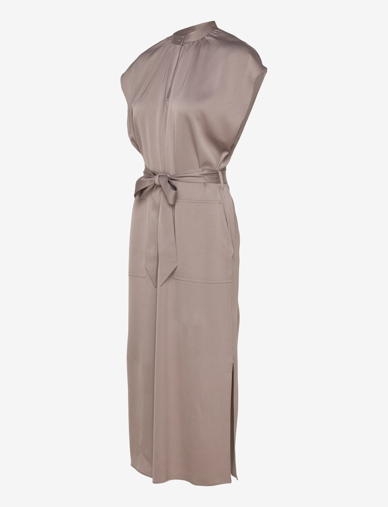 Filippa K - Belted Stand Collar Dress - cocktailkjoler - taupe beige - 3