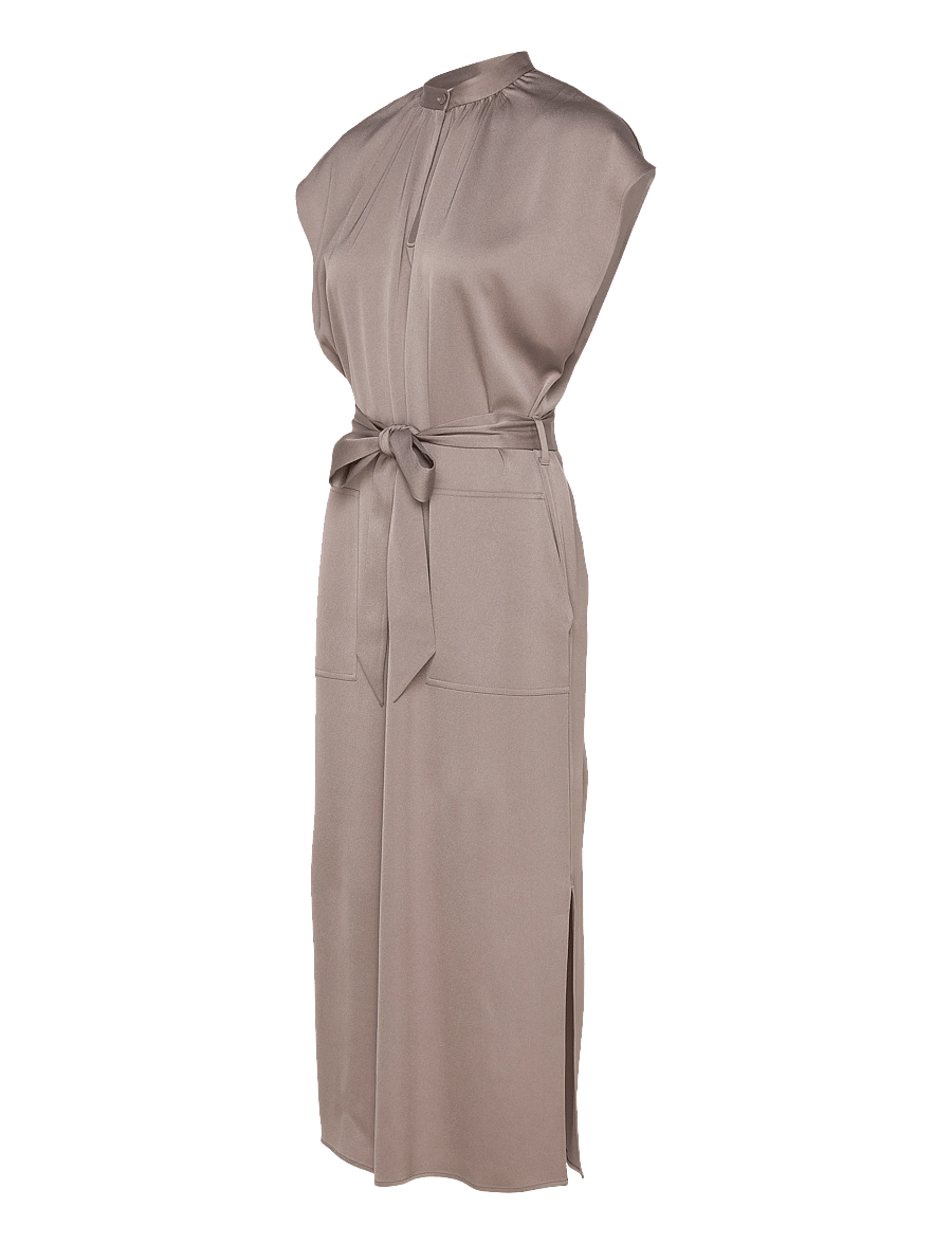 Filippa K - Belted Stand Collar Dress - cocktailklänningar - taupe beige - 3