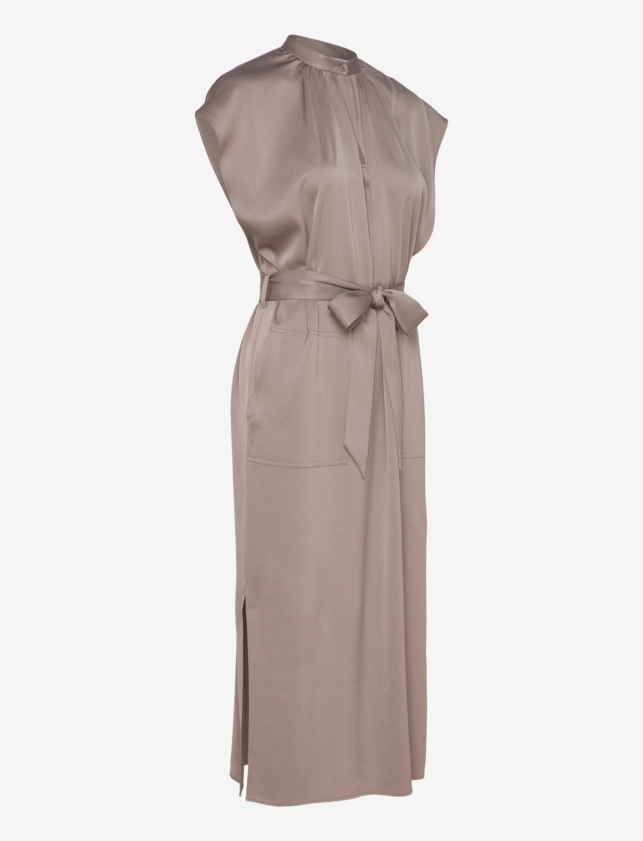 Filippa K - Belted Stand Collar Dress - cocktailkjoler - taupe beige - 4