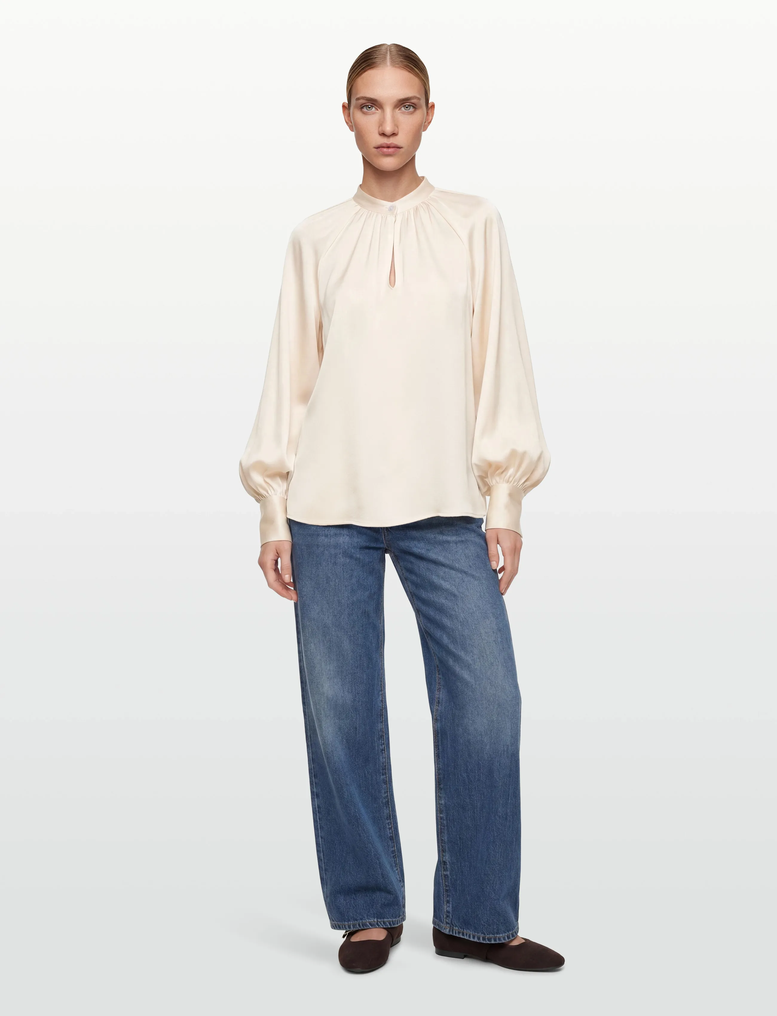 Filippa K Stand Collar Blouse - Blússur - CREAM / cream