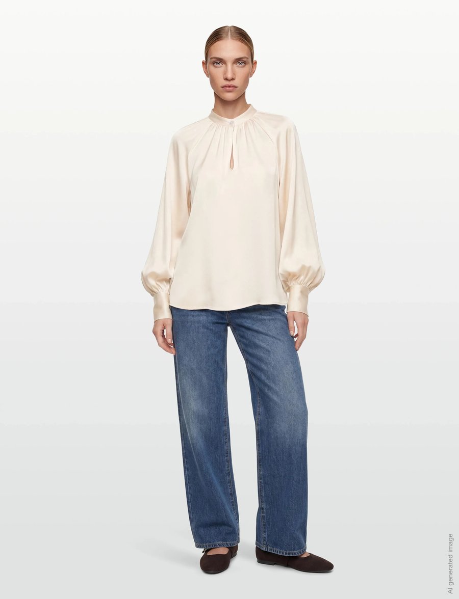 Filippa K - Stand Collar Blouse - blouses à manches longues - cream - 0