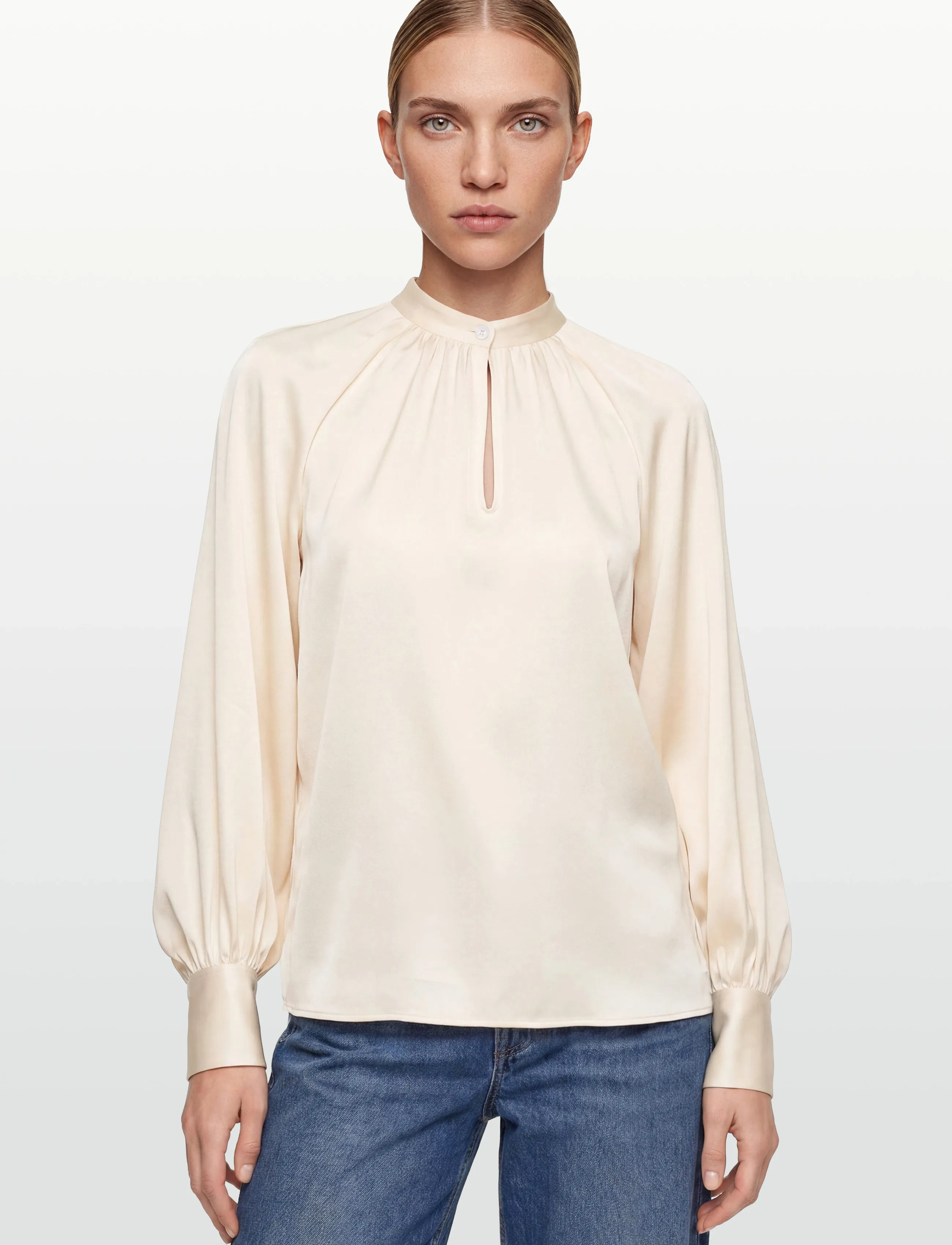 Filippa K - Stand Collar Blouse - pikkade varrukatega pluusid - cream - 3