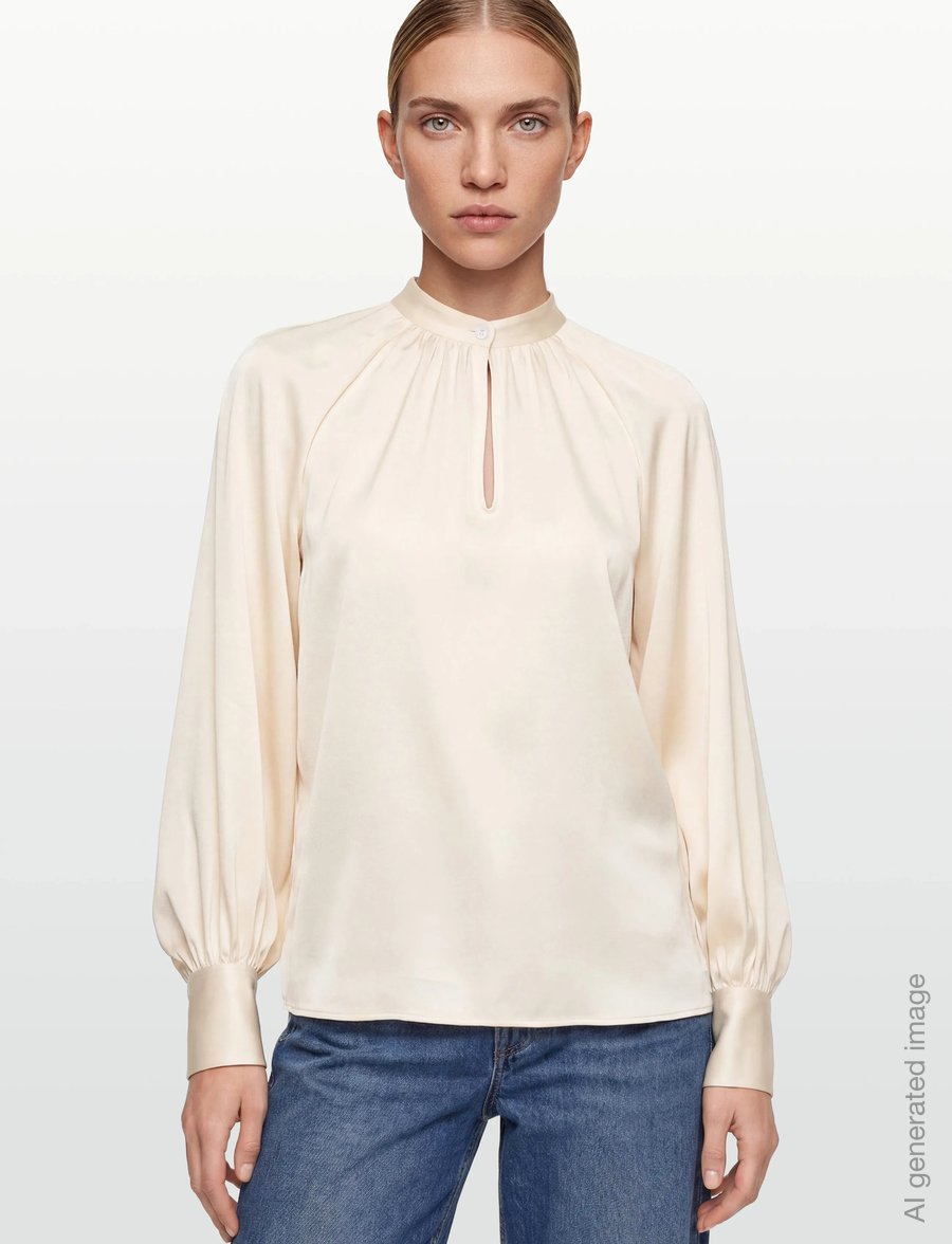 Filippa K - Stand Collar Blouse - langärmelige blusen - cream - 3