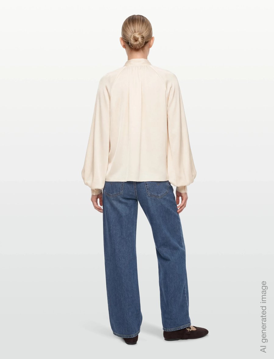 Filippa K - Stand Collar Blouse - langärmelige blusen - cream - 4