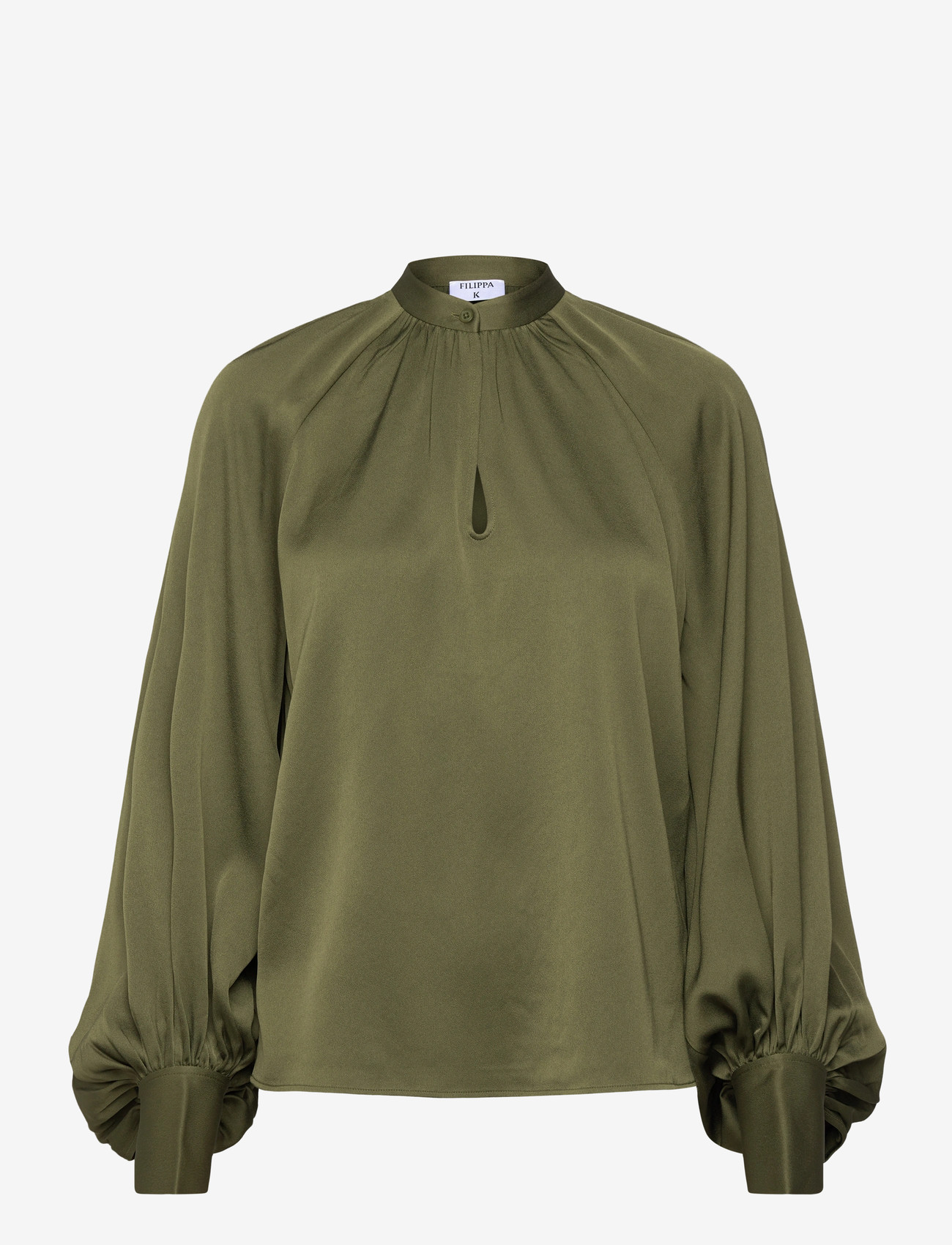 Filippa K - Stand Collar Blouse - pikkade varrukatega pluusid - laurel green - 0