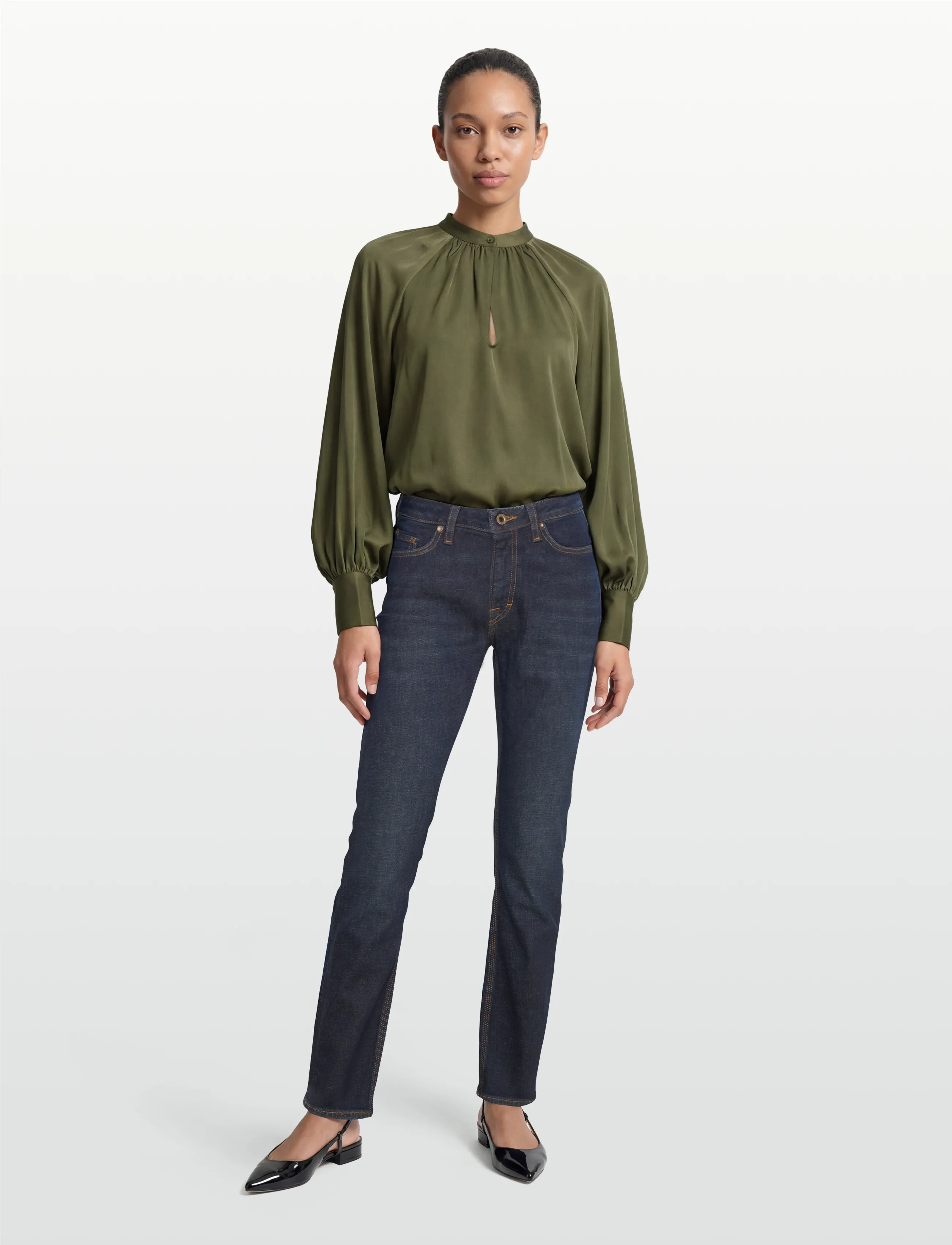 Filippa K Stand Collar Blouse - Blusen - LAUREL GREEN / green