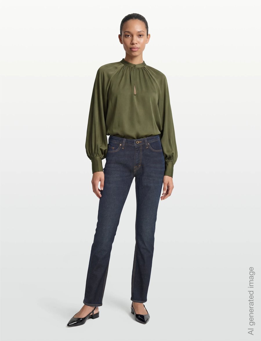 Filippa K - Stand Collar Blouse - langærmede bluser - laurel green - 0