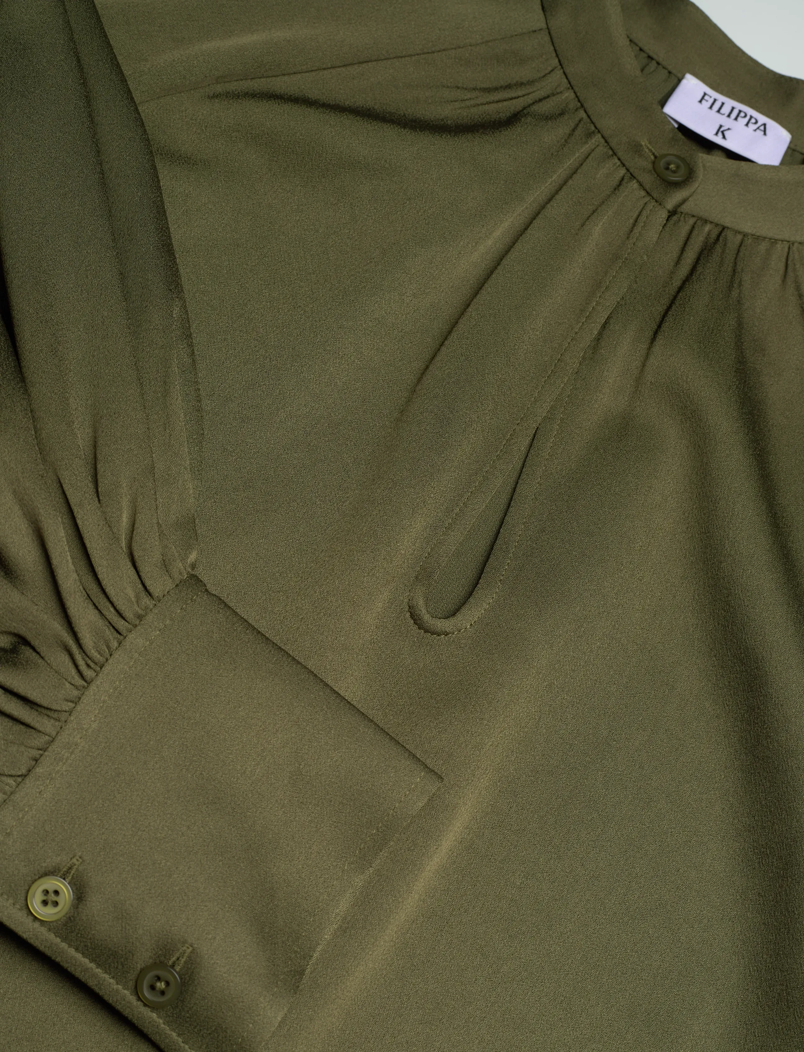 Filippa K - Stand Collar Blouse - langärmlige blusen - laurel green - 5