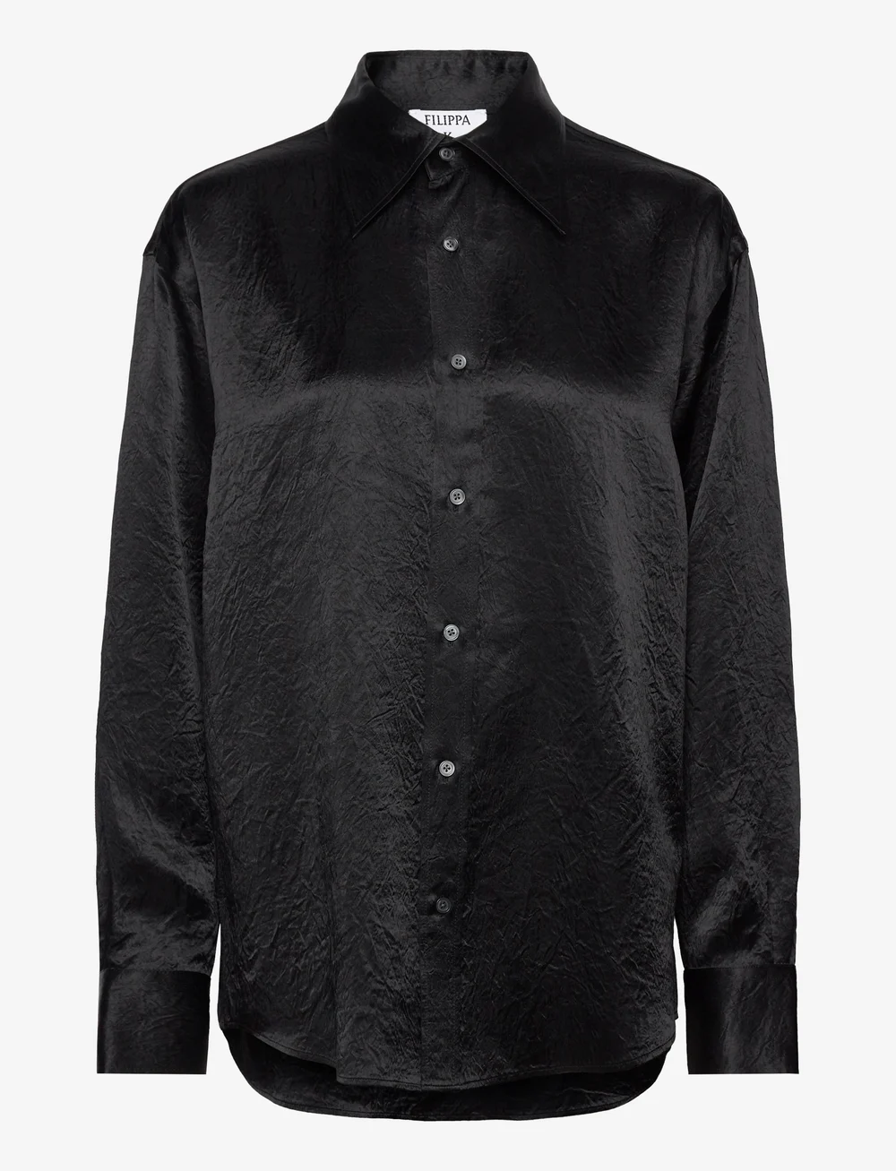 Filippa K - Crinkle Shirt - langärmlige hemden - black - 0
