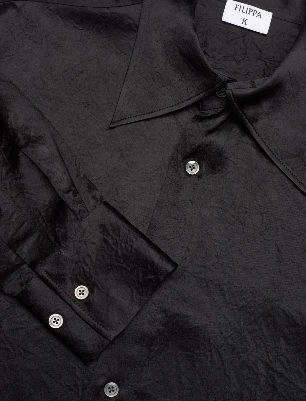 Filippa K - Crinkle Shirt - langärmlige hemden - black - 2