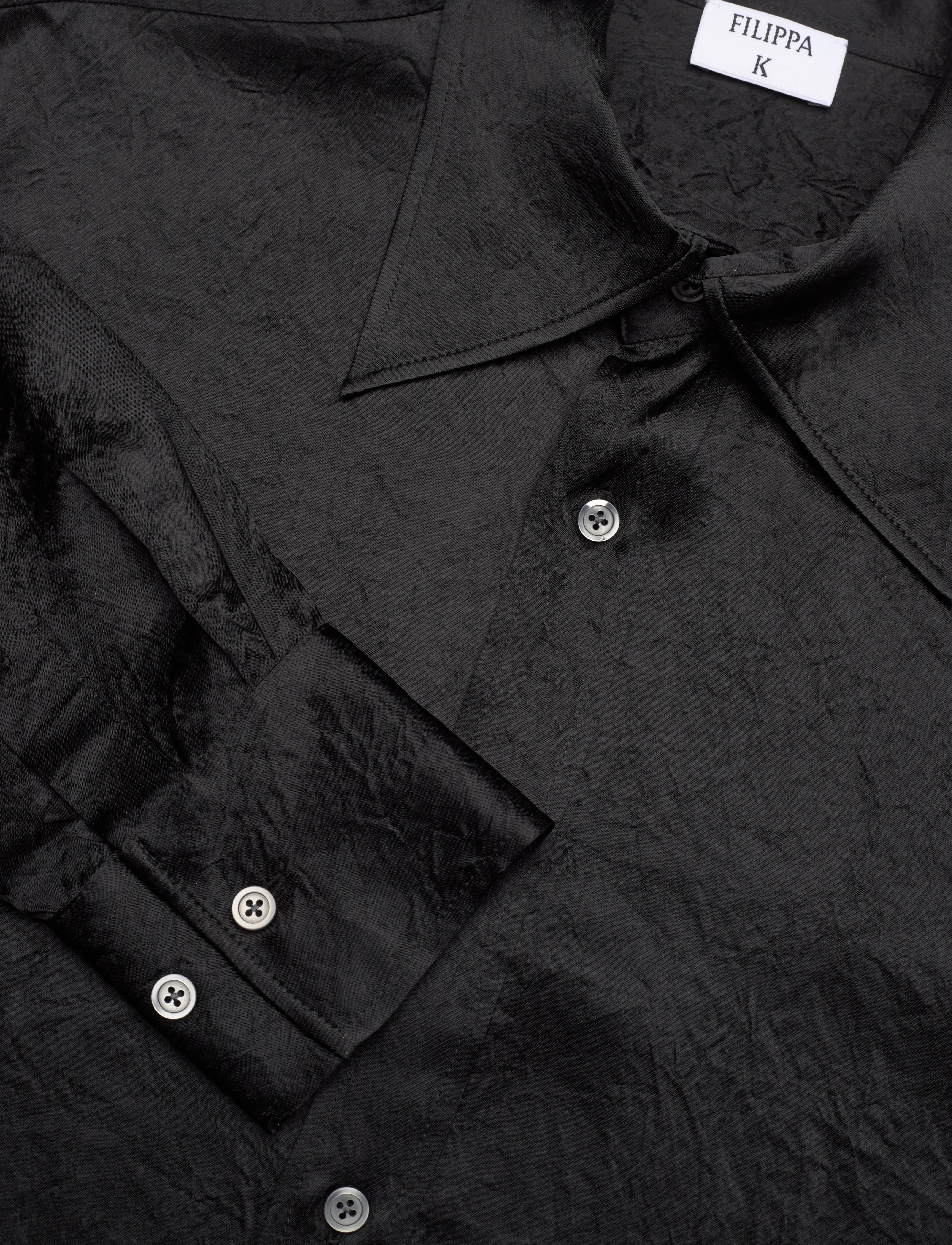 Filippa K - Crinkle Shirt - langärmlige hemden - black - 2