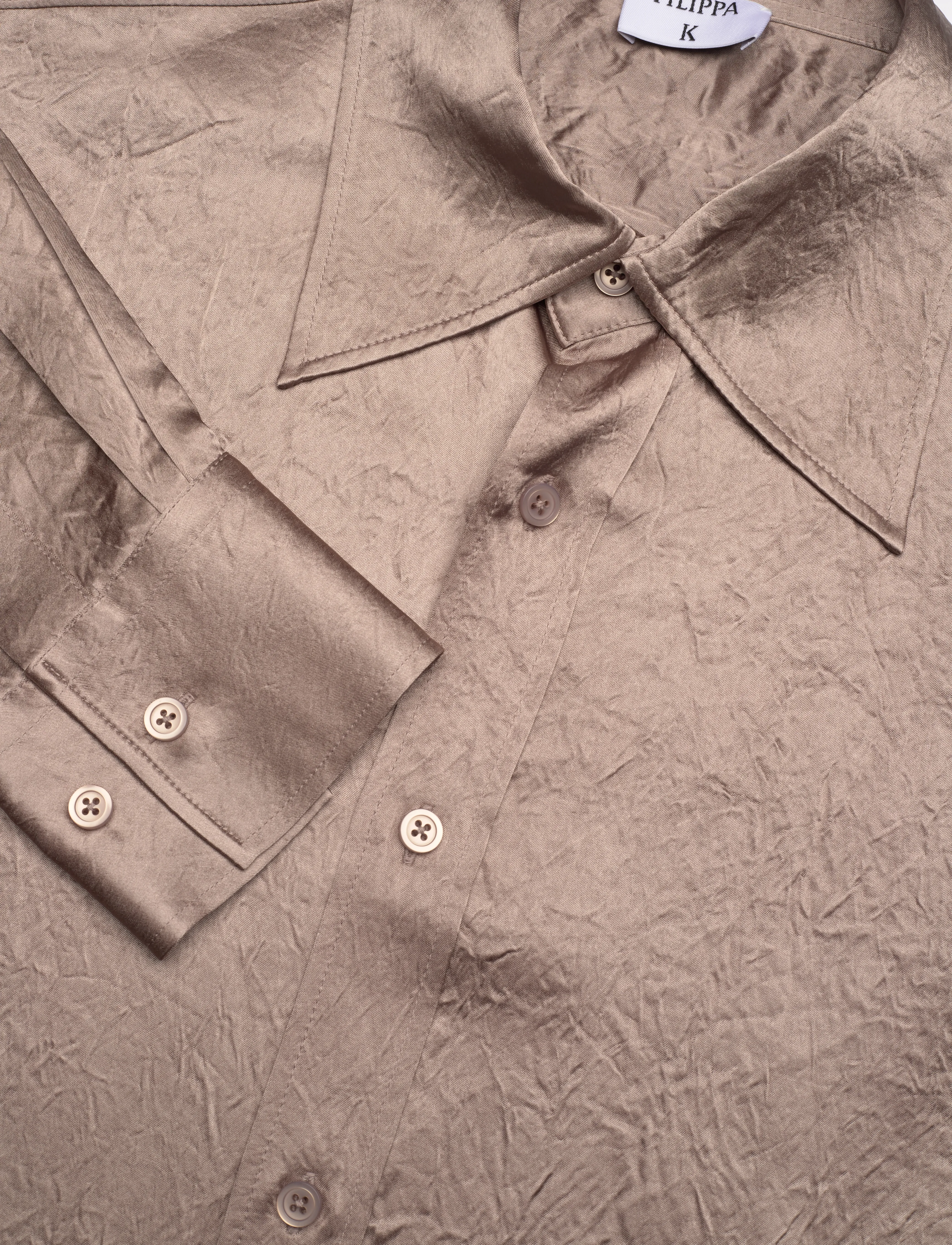 Filippa K - Crinkle Shirt - långärmade skjortor - dark taupe - 2