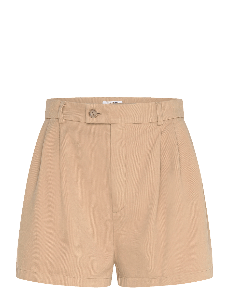 Filippa K - High Waist Pleated Cotton Shor - casual shorts - canvas bei - 0