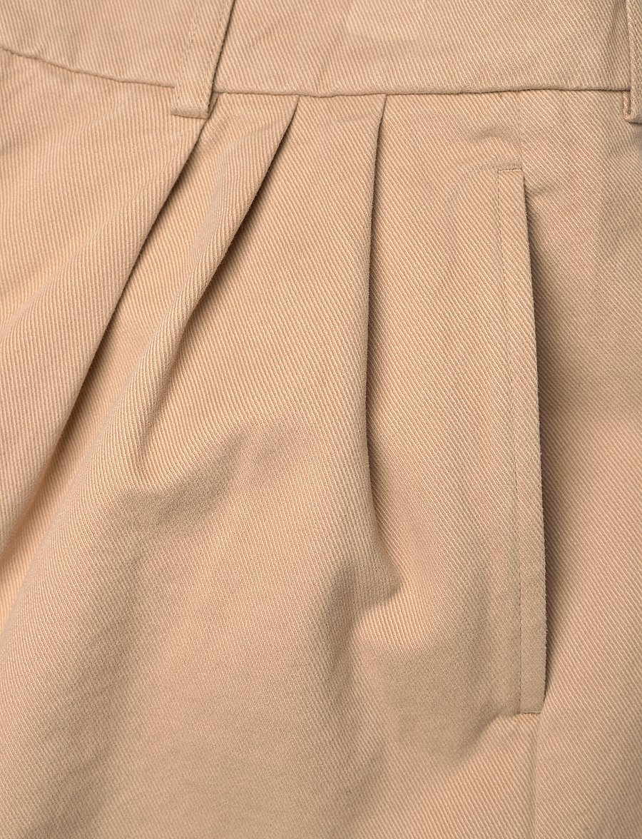 Filippa K - High Waist Pleated Cotton Shor - casual shorts - canvas bei - 2