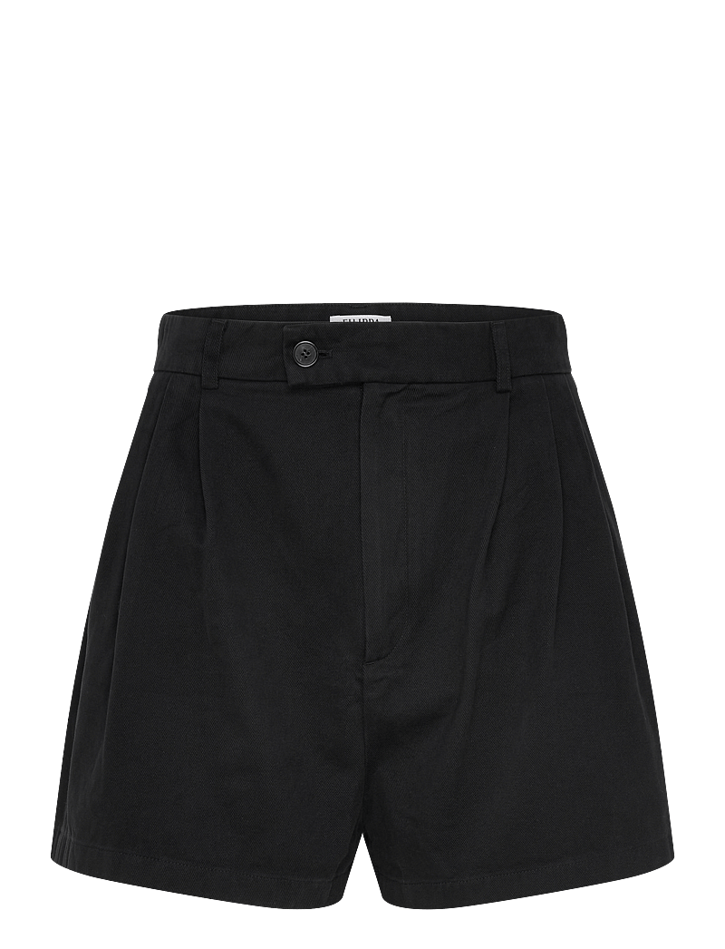 Filippa K - High Waist Pleated Cotton Shor - casual shorts - washed bla - 0