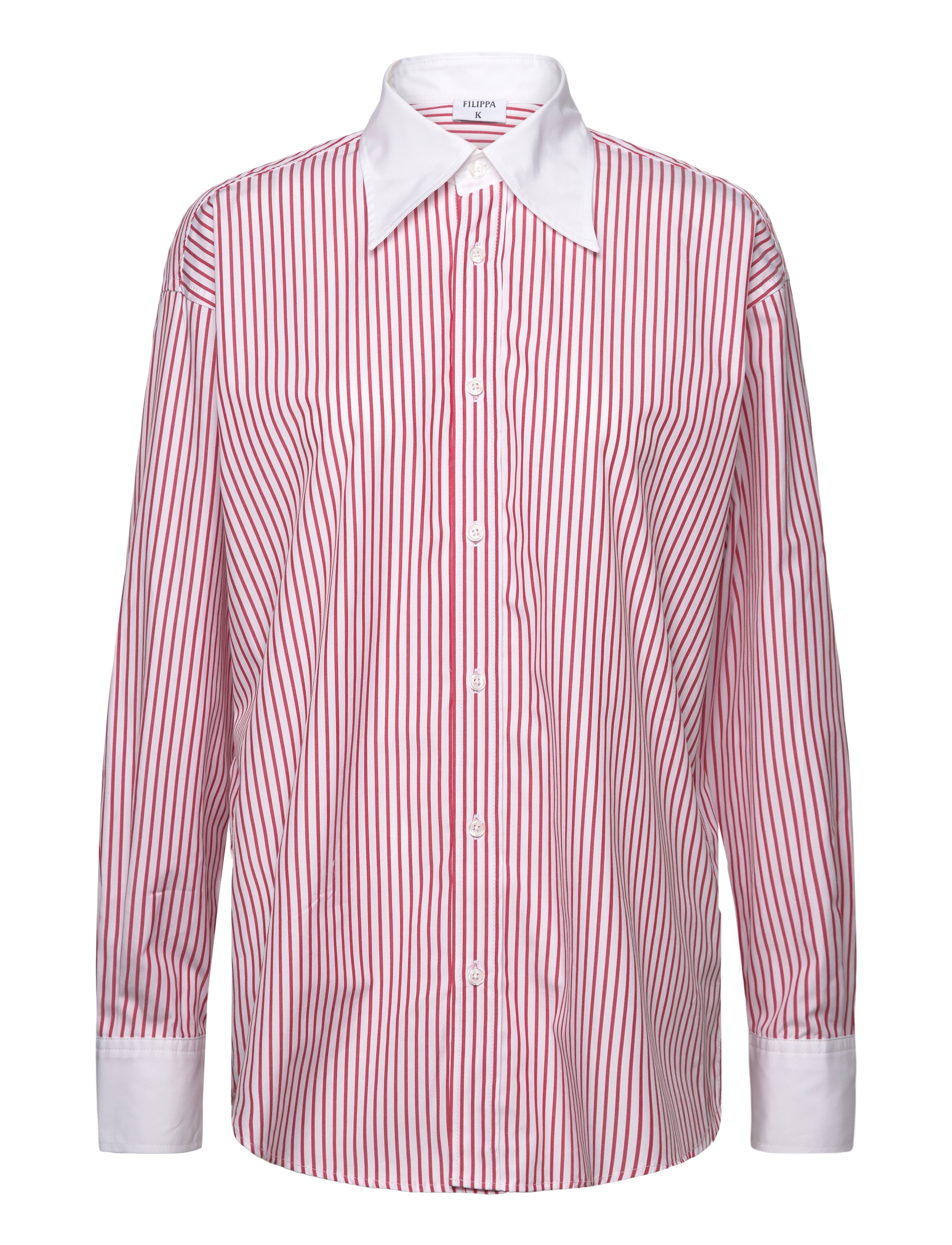 Filippa K Striped Cotton Shirt - Filippa K - WHITE/DARK / red